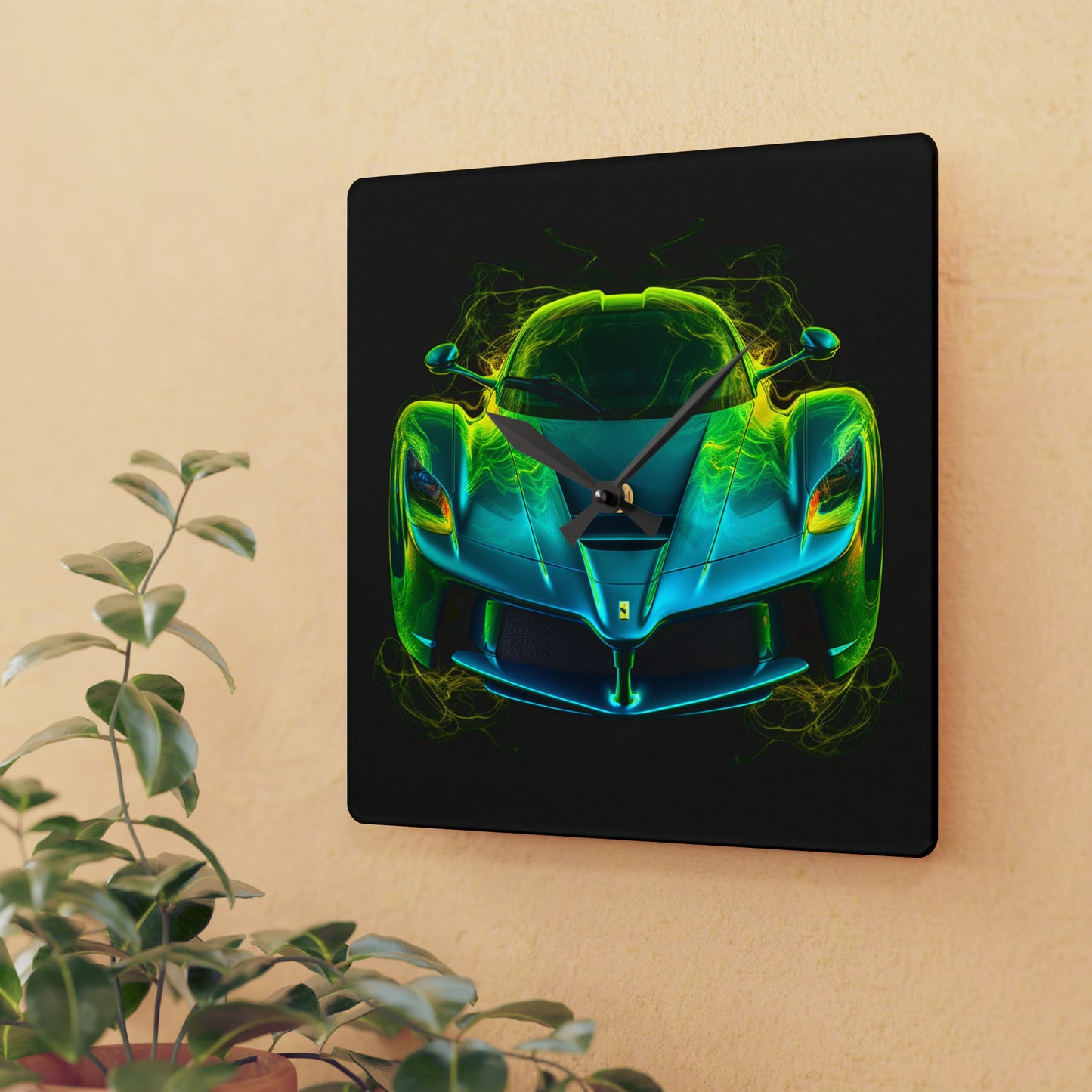 Acrylic Wall Clock Ferrari Neon 2