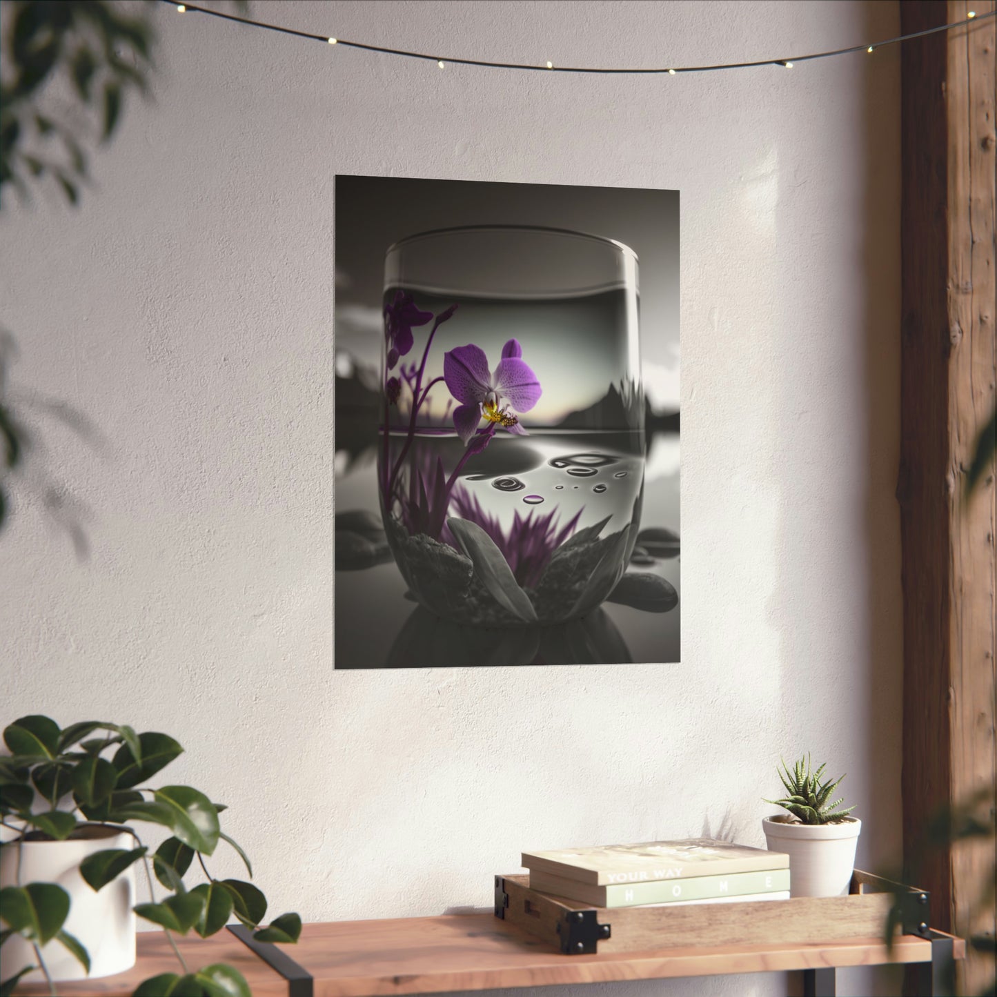 Premium Matte Vertical Posters Purple Orchid Glass vase 2