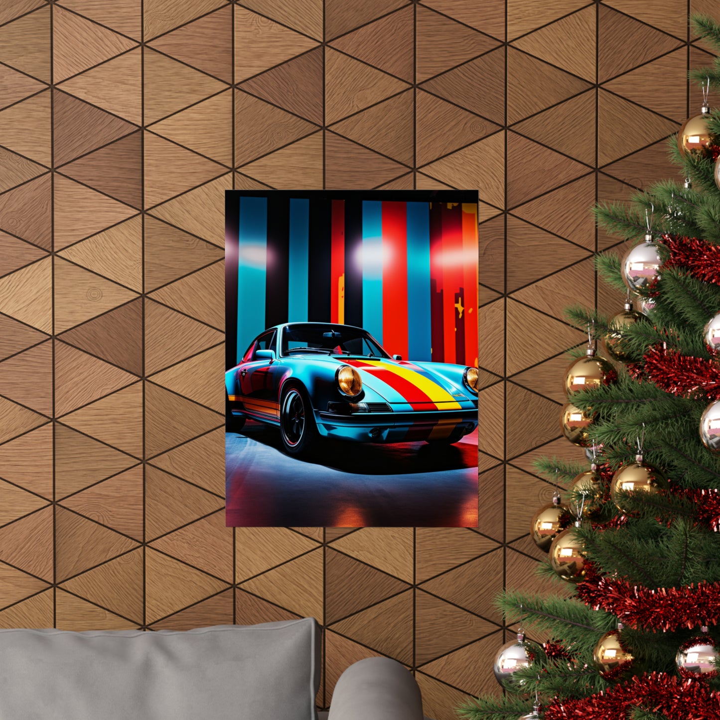 Premium Matte Vertical Posters Macro American Flag Porsche 3