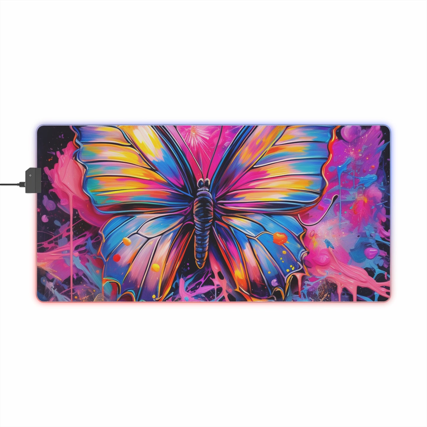 LED Gaming Mouse Pad Pink Butterfly Flair 3