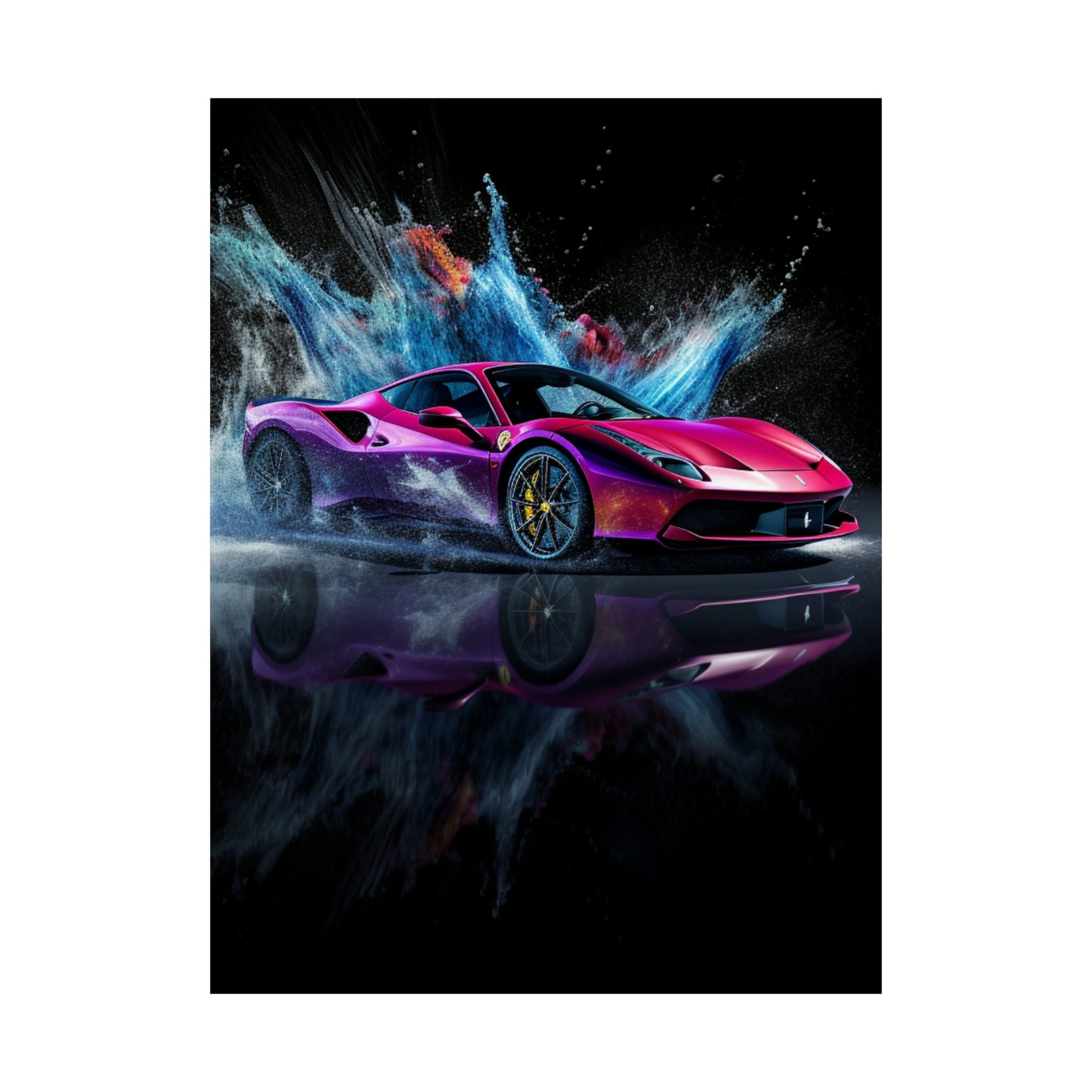 Premium Matte Vertical Posters Ferrari Water Splash 4