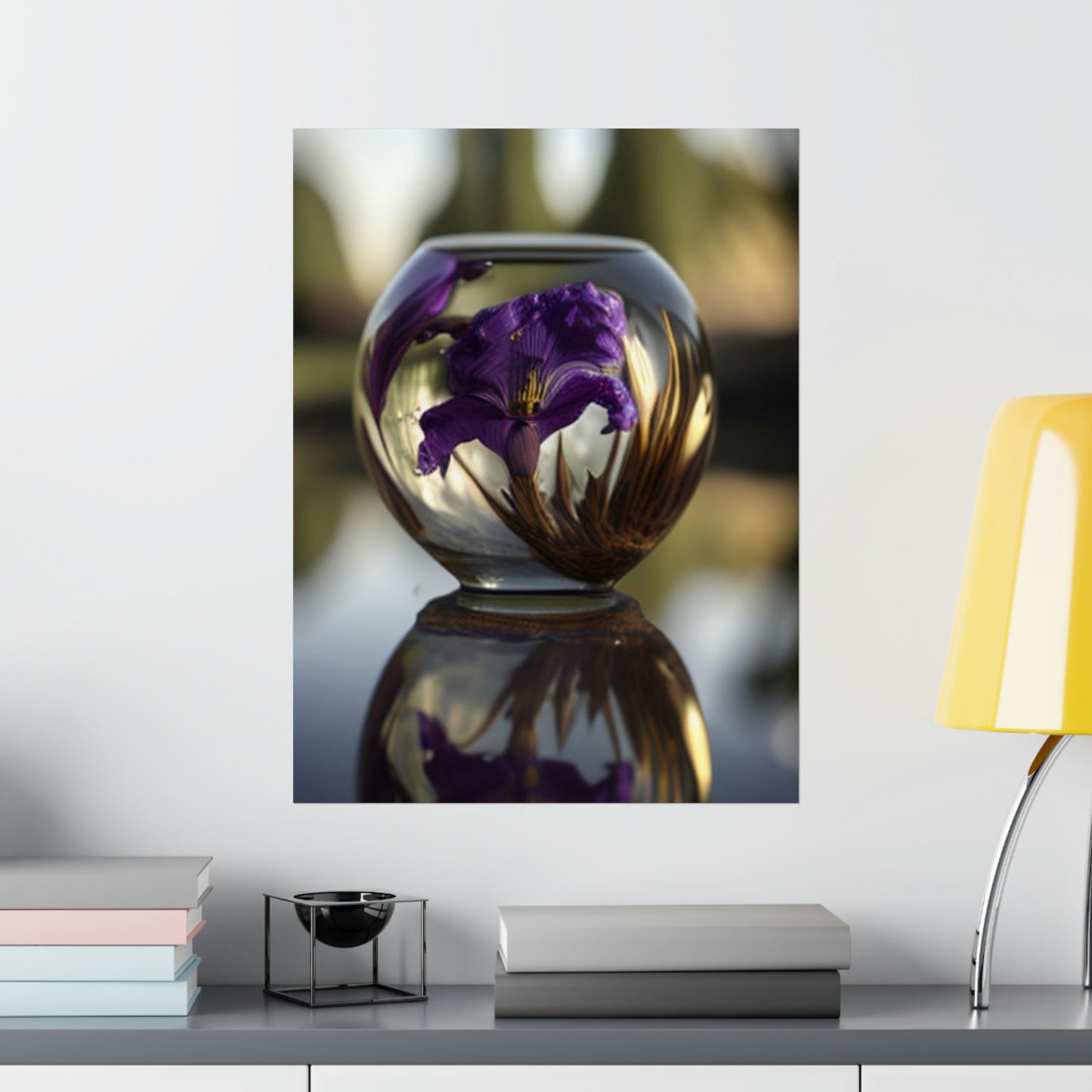 Premium Matte Vertical Posters Purple Iris in a vase 2