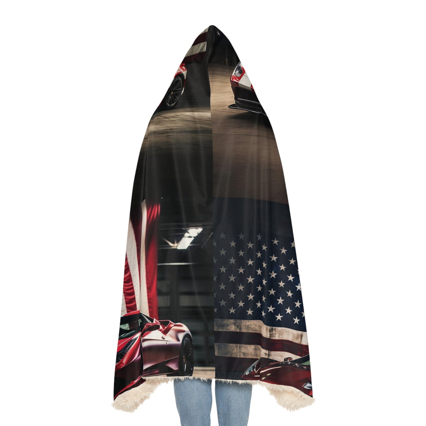 Snuggle Hooded Blanket American Flag Background Ferrari 5