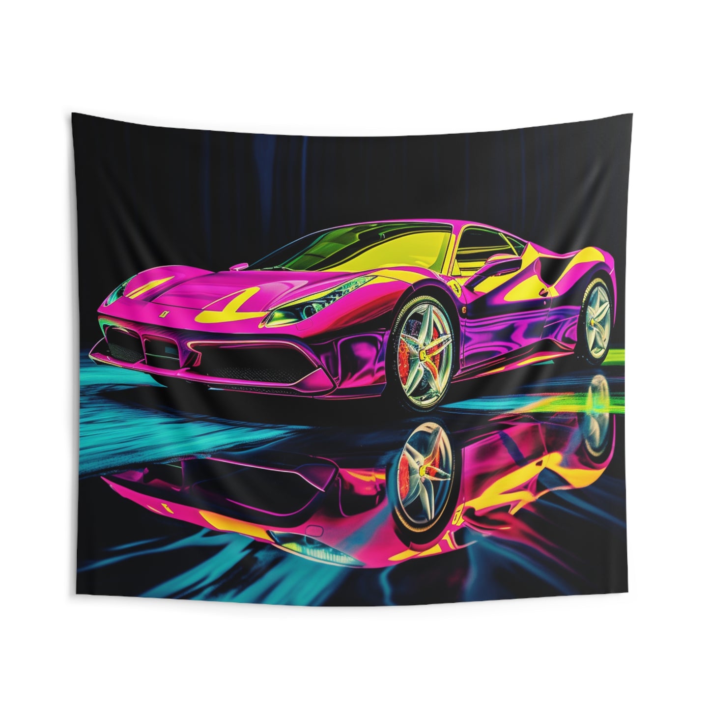Indoor Wall Tapestries Pink Ferrari Macro 3