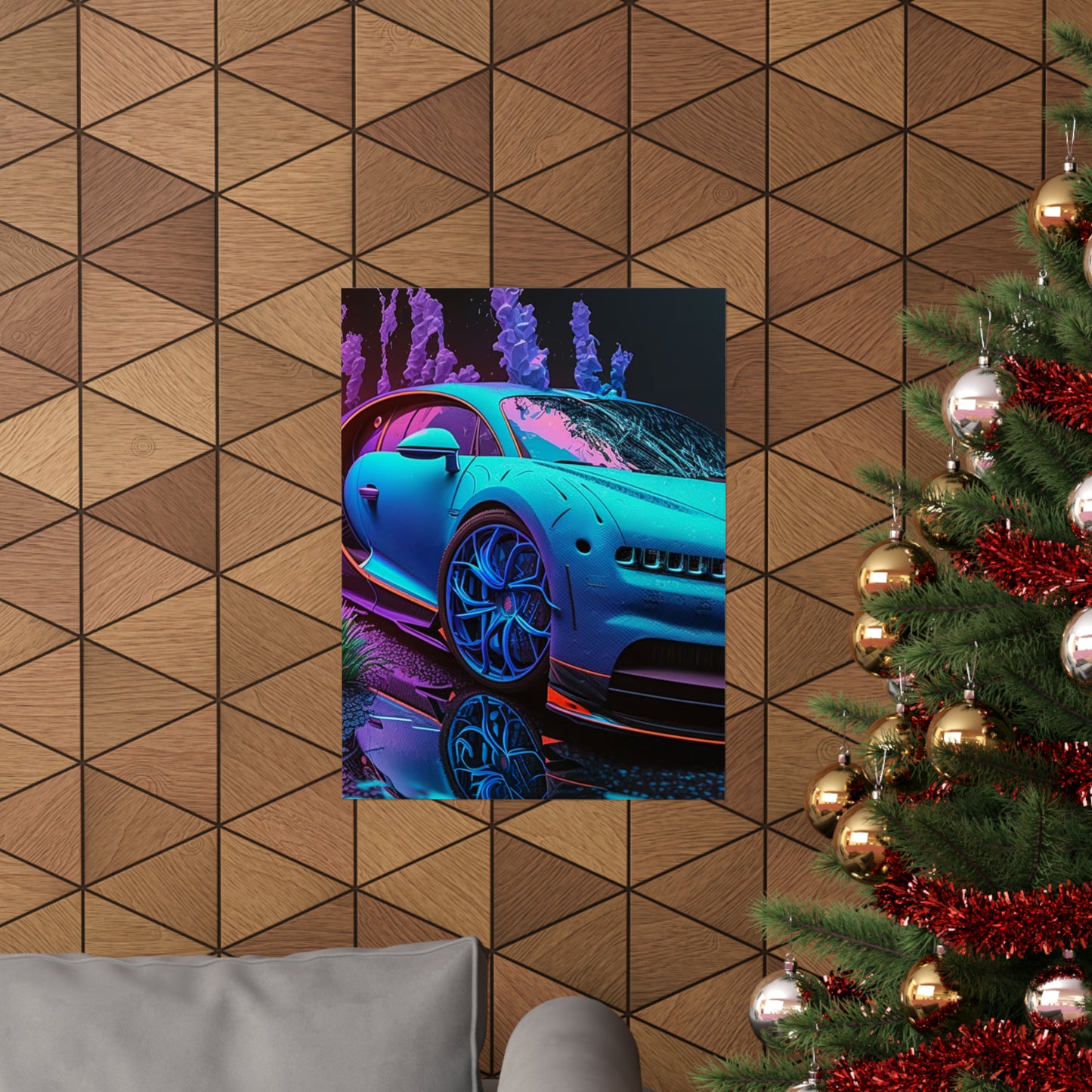 Premium Matte Vertical Posters Bugatti Neon Chiron 2