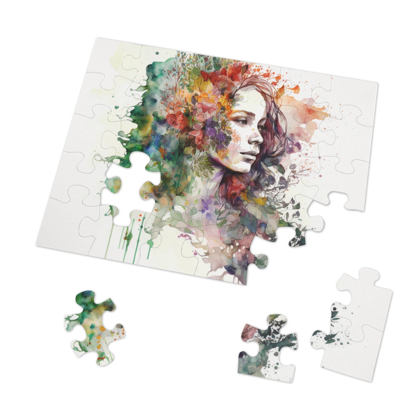 Jigsaw Puzzle (30, 110, 252, 500,1000-Piece) Mother Nature Bright Spring Colors Realistic Watercolor 3