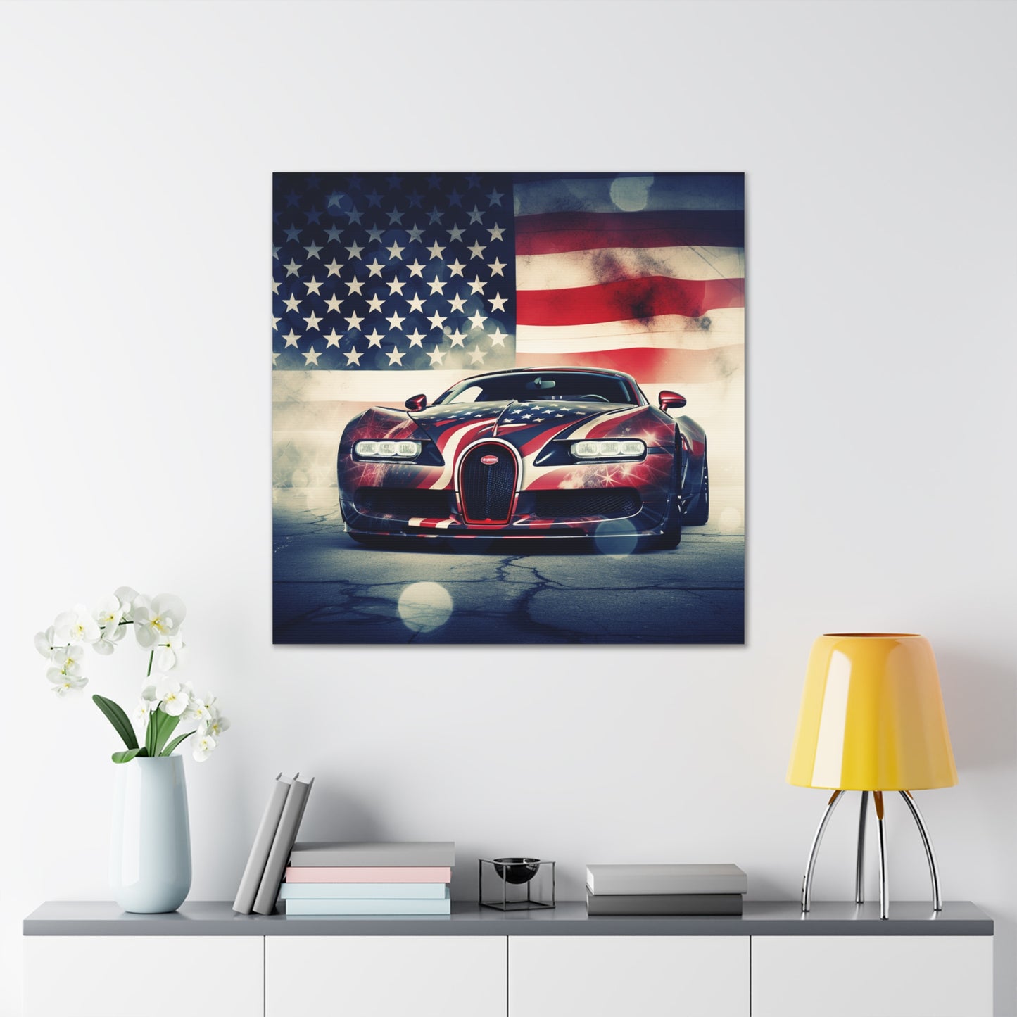 Canvas Gallery Wraps Abstract American Flag Background Bugatti 1