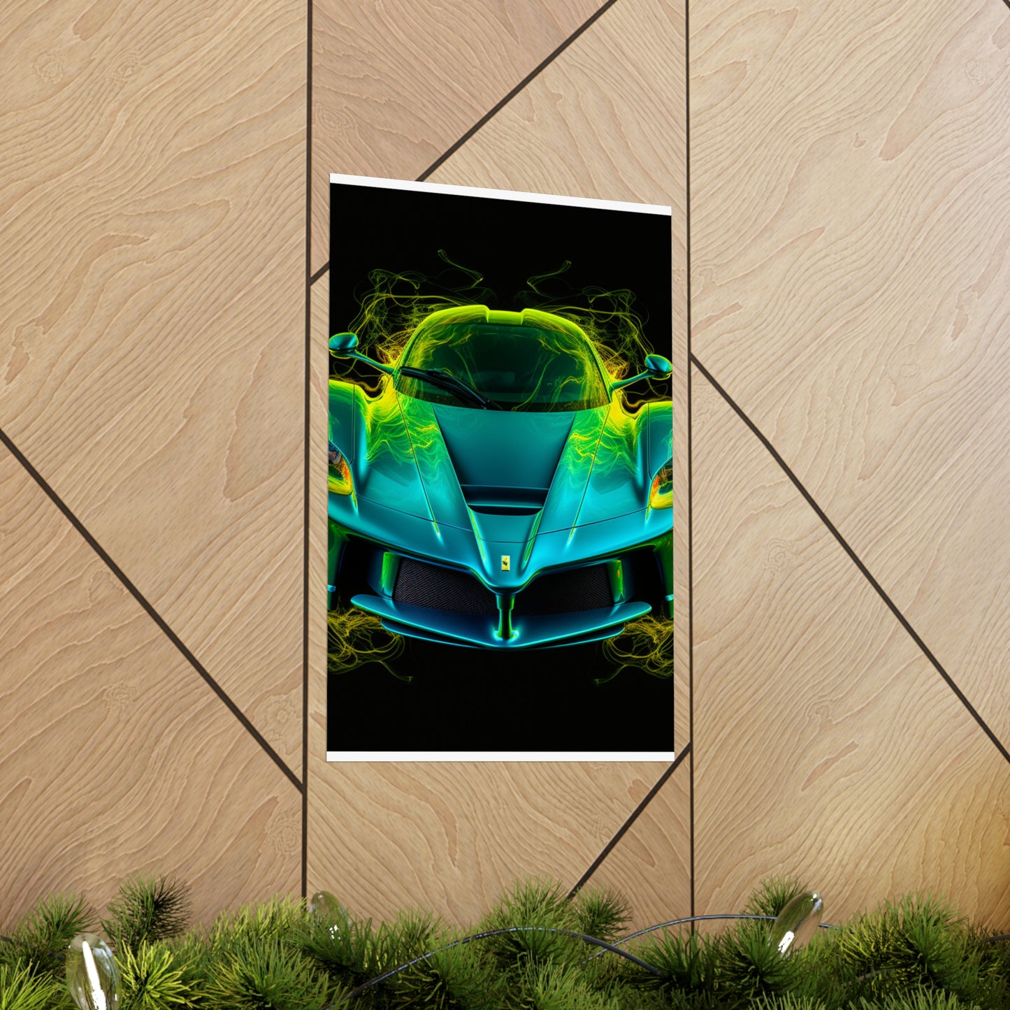 Premium Matte Vertical Posters Ferrari Neon 2