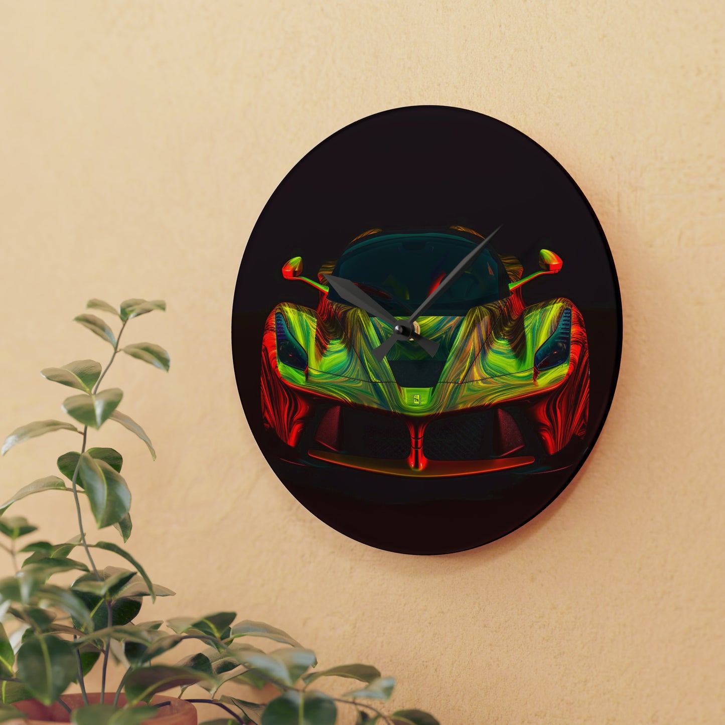 Acrylic Wall Clock Ferrari Neon 1