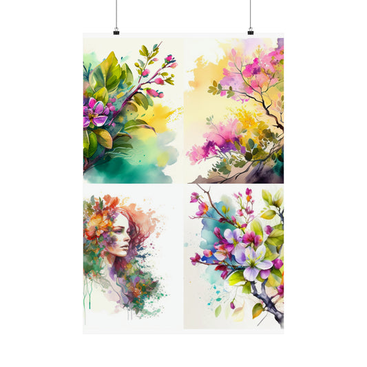 Premium Matte Vertical Posters Mother Nature Bright Spring Colors Realistic Watercolor 5