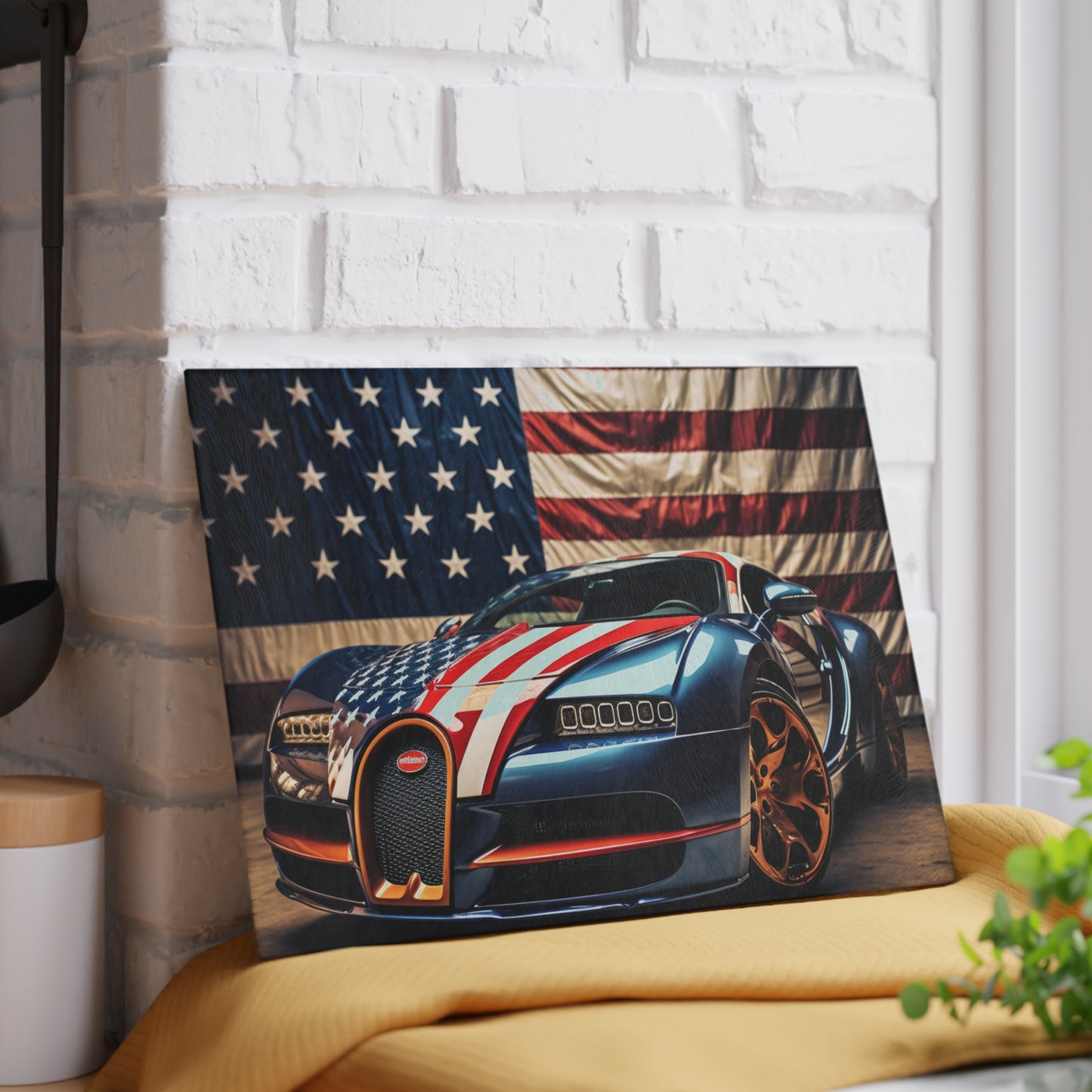 Glass Cutting Board Bugatti Flag American 4