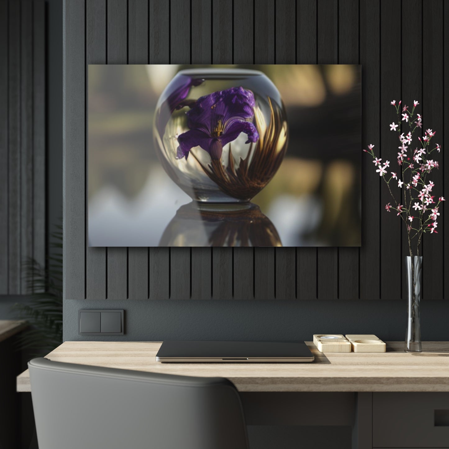 Acrylic Prints Purple Iris in a vase 2