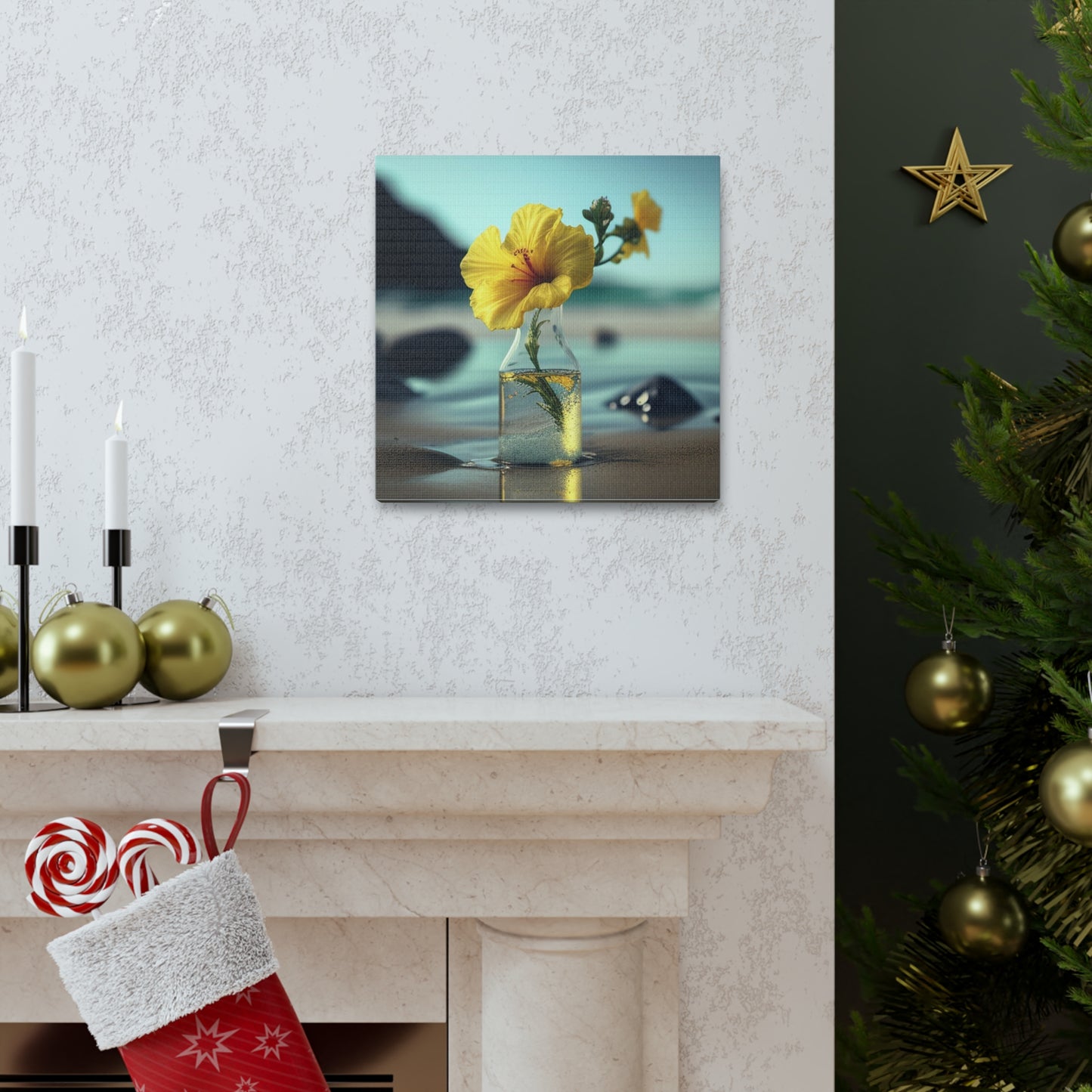 Canvas Gallery Wraps Yellow Hibiscus glass 3