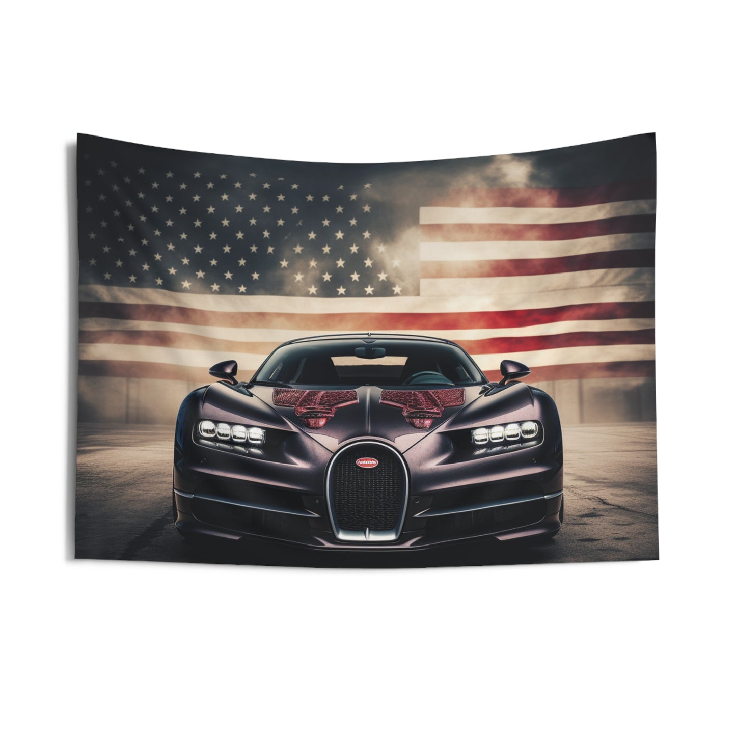 Indoor Wall Tapestries American Flag Background Bugatti 2
