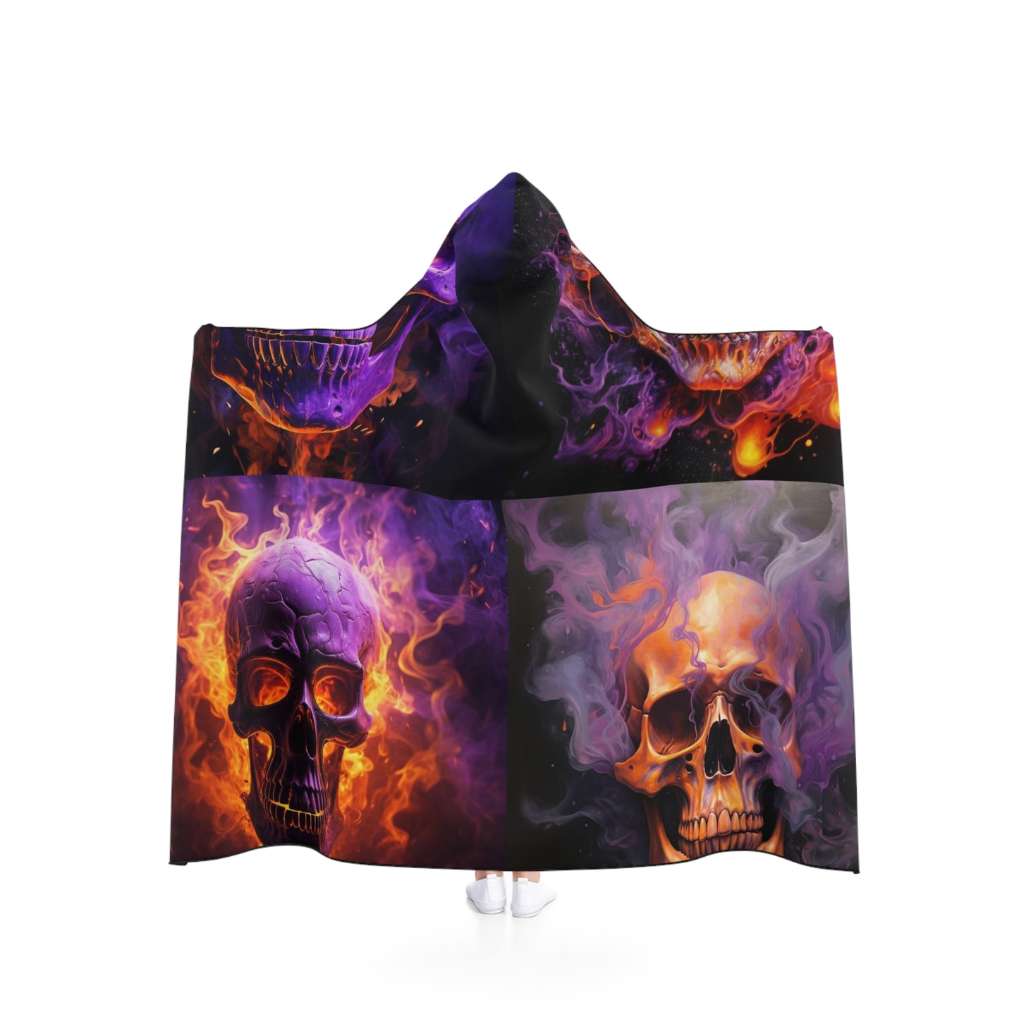 Hooded Blanket Skull Flames 5