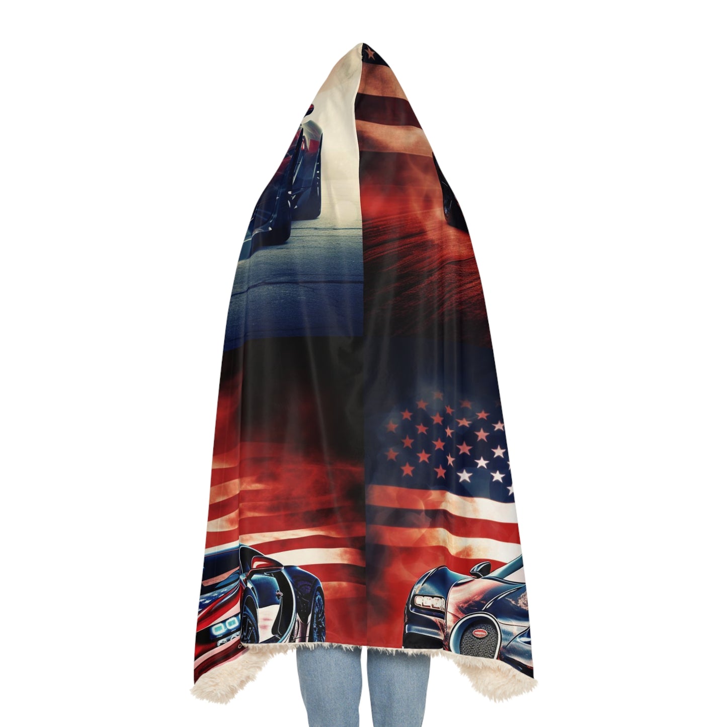 Snuggle Hooded Blanket Abstract American Flag Background Bugatti 5