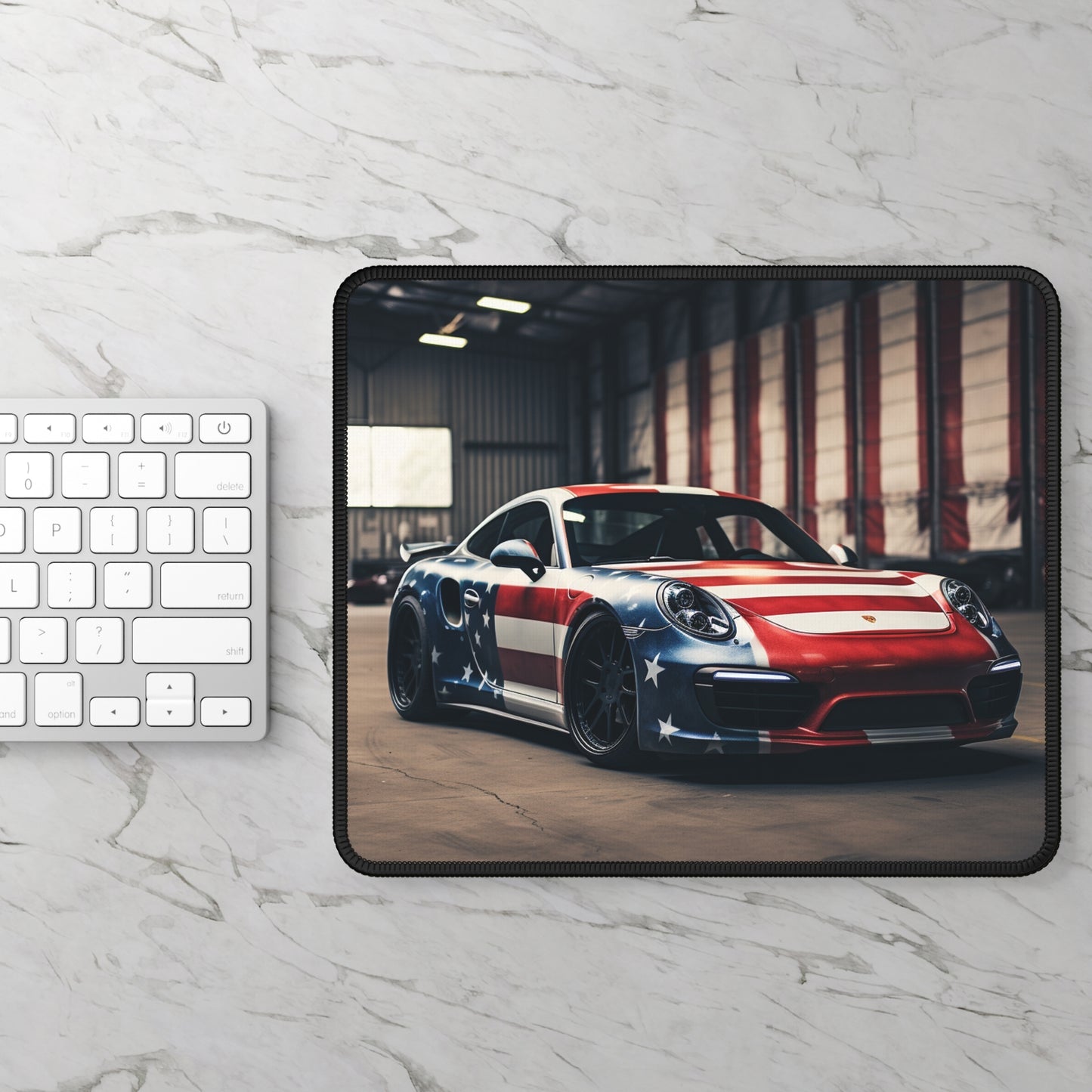 Gaming Mouse Pad  American Flag Porsche 2