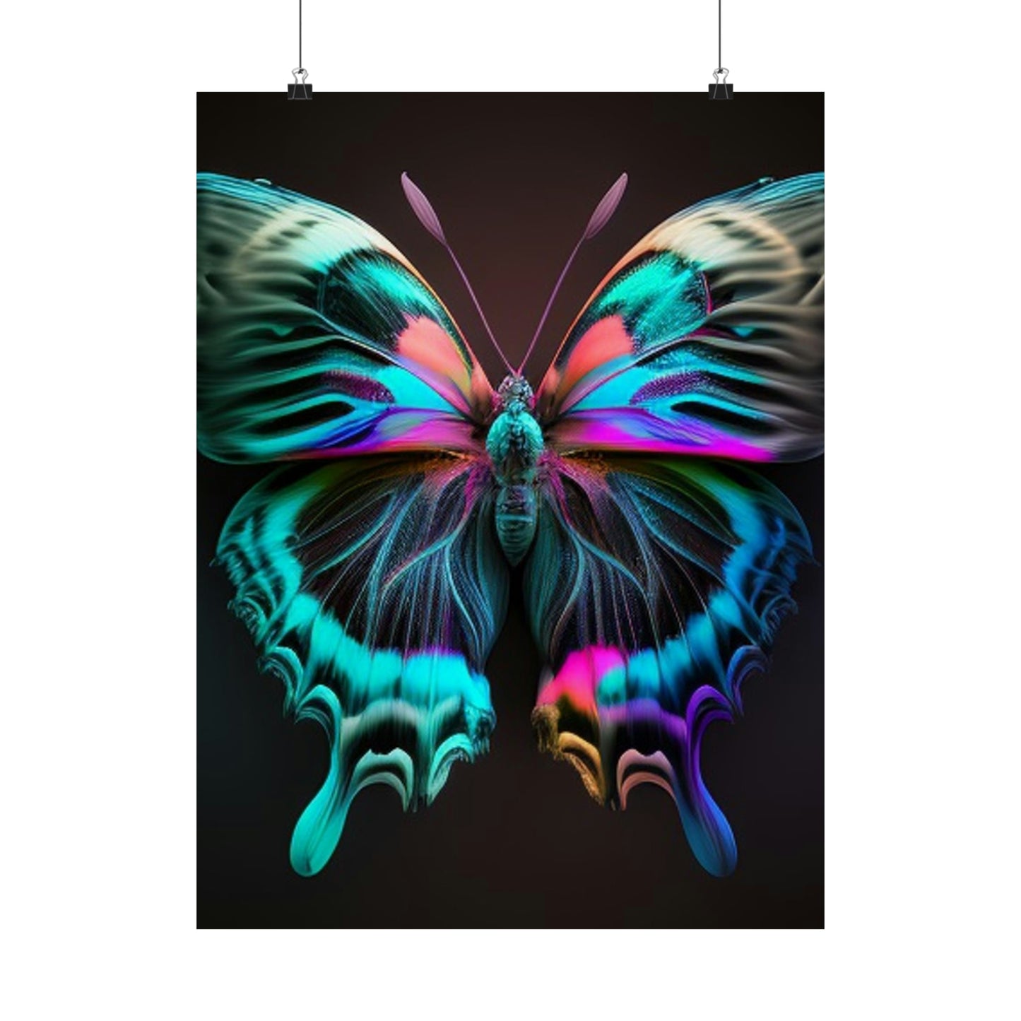 Premium Matte Vertical Posters Neon Butterfly Fusion 3