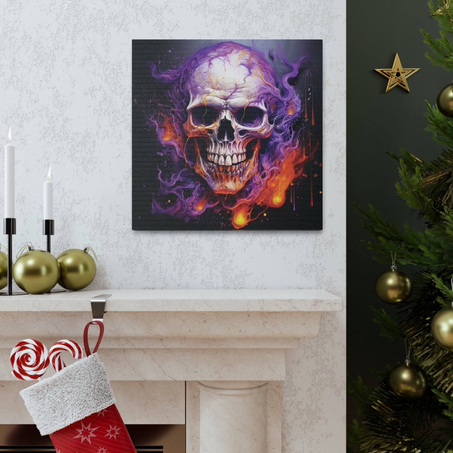 Canvas Gallery Wraps Skull Flames 2
