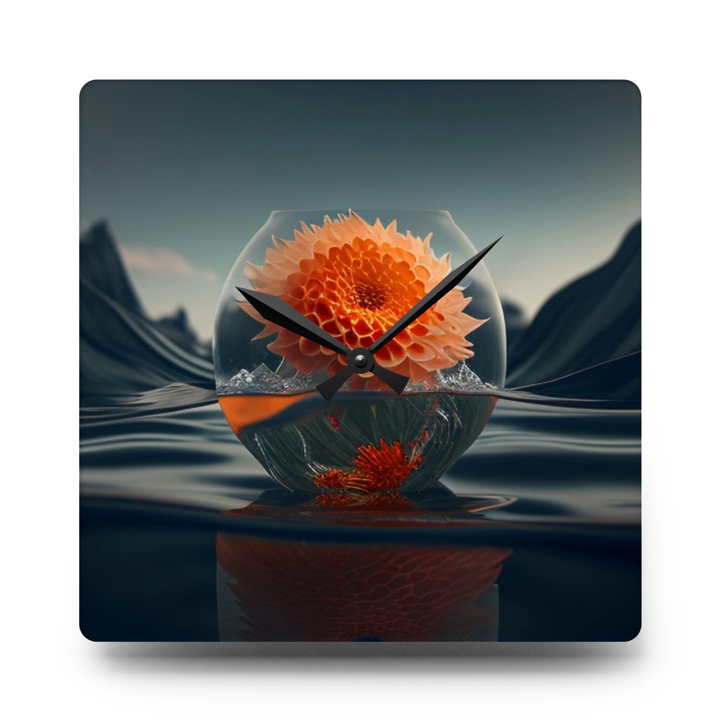 Acrylic Wall Clock Dahlia Orange 3