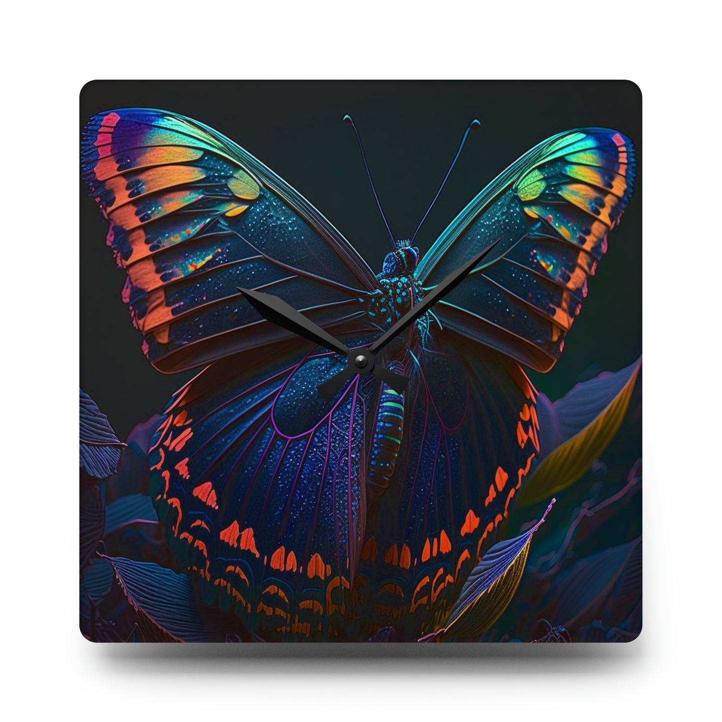 Acrylic Wall Clock Hue Neon Butterfly 3