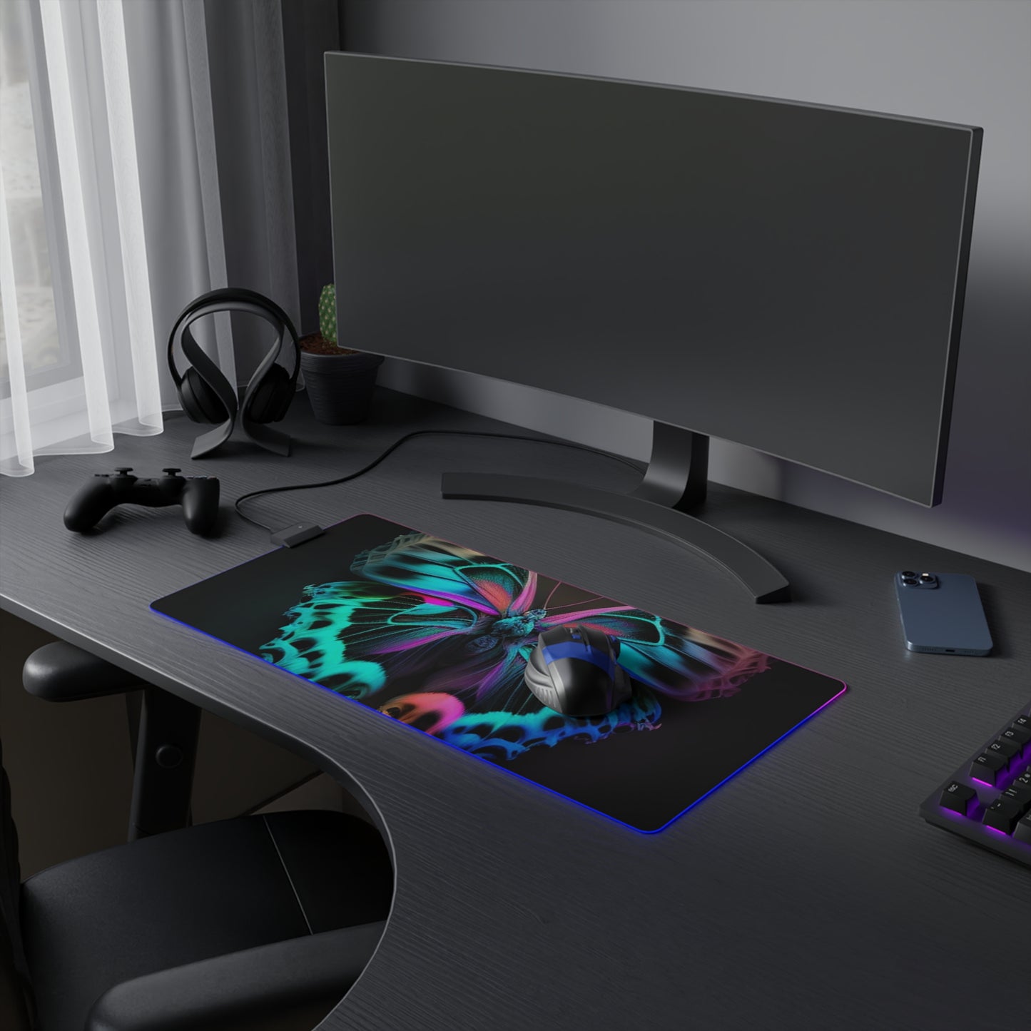 LED Gaming Mouse Pad Neon Butterfly Fusion 2