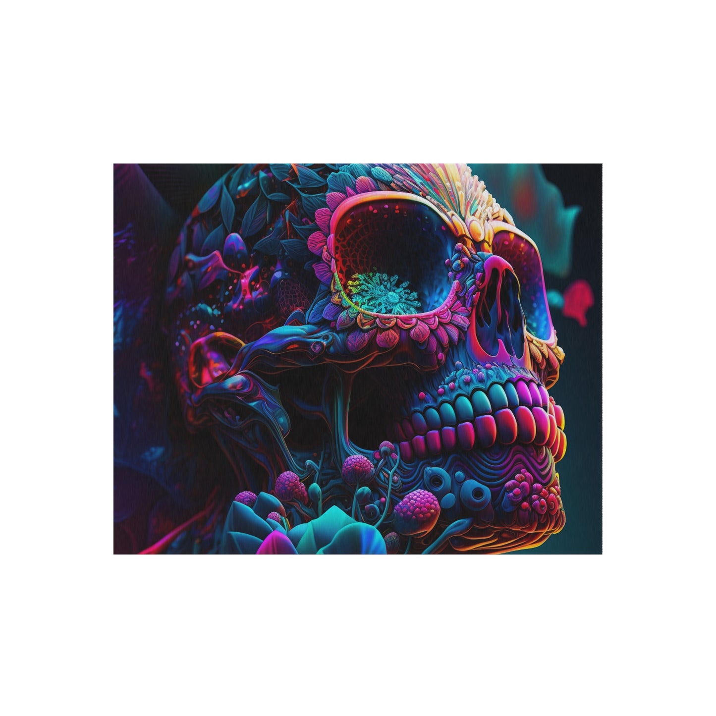 Outdoor Rug  Florescent Skull Death 3