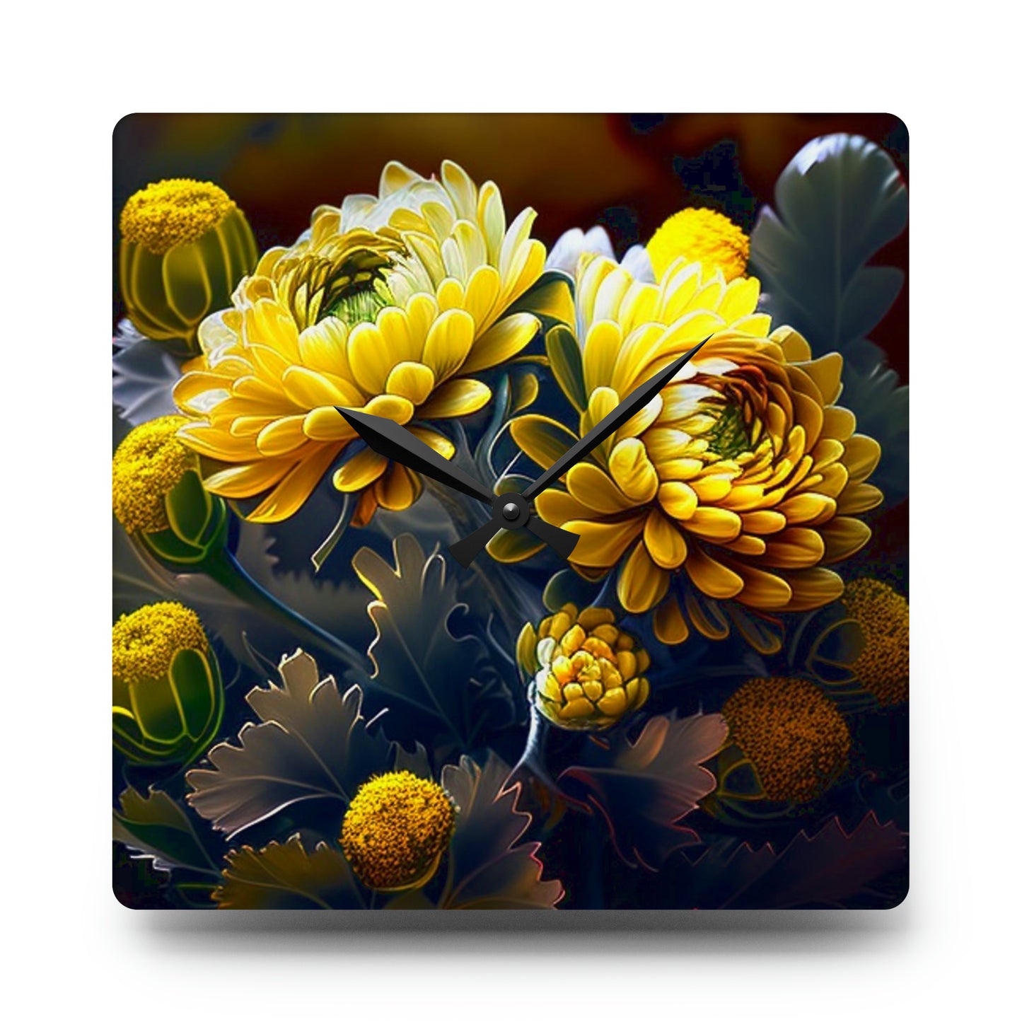 Acrylic Wall Clock Yellow Hermosas Flores Amarillas 3