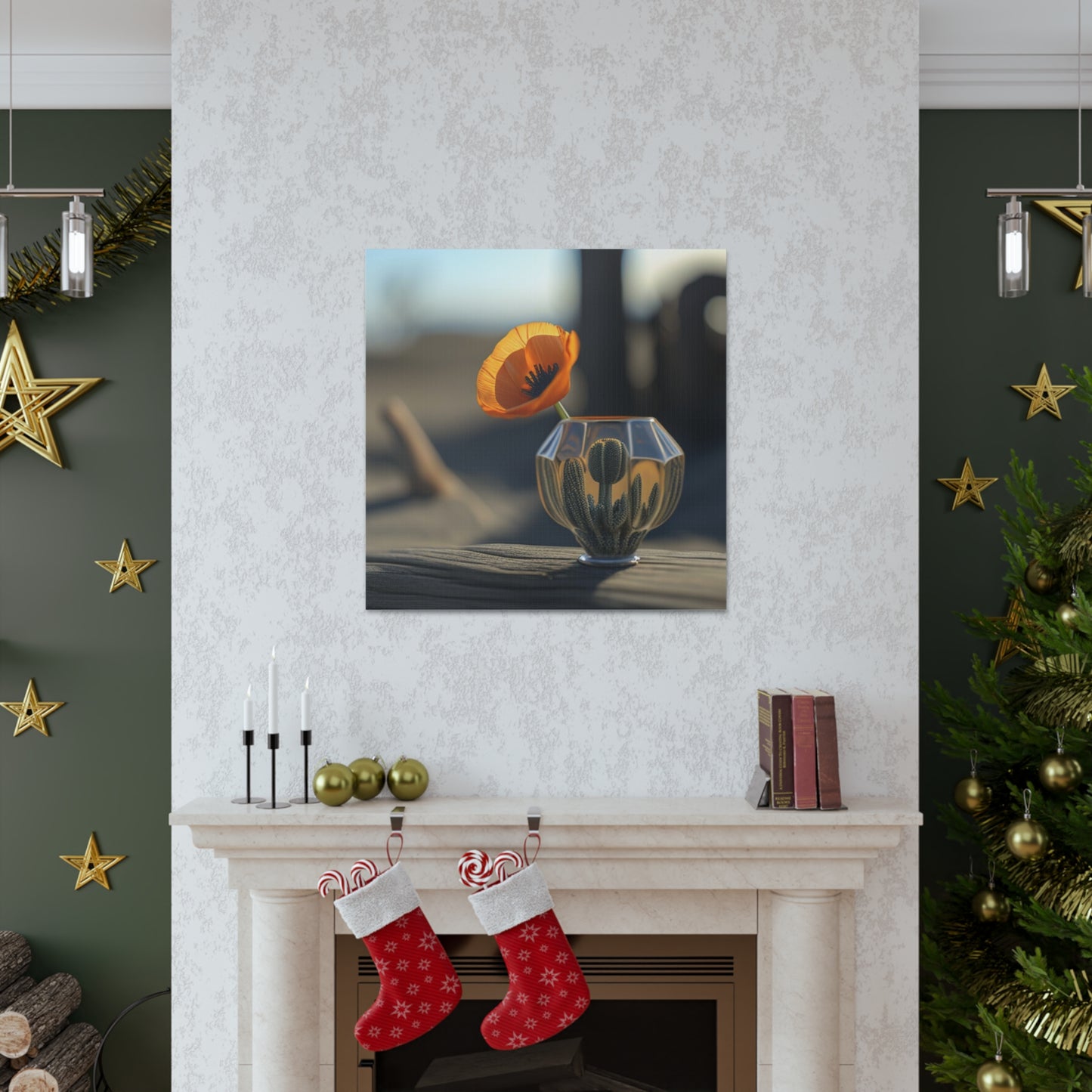 Canvas Gallery Wraps Orange Poppy in a Vase 2