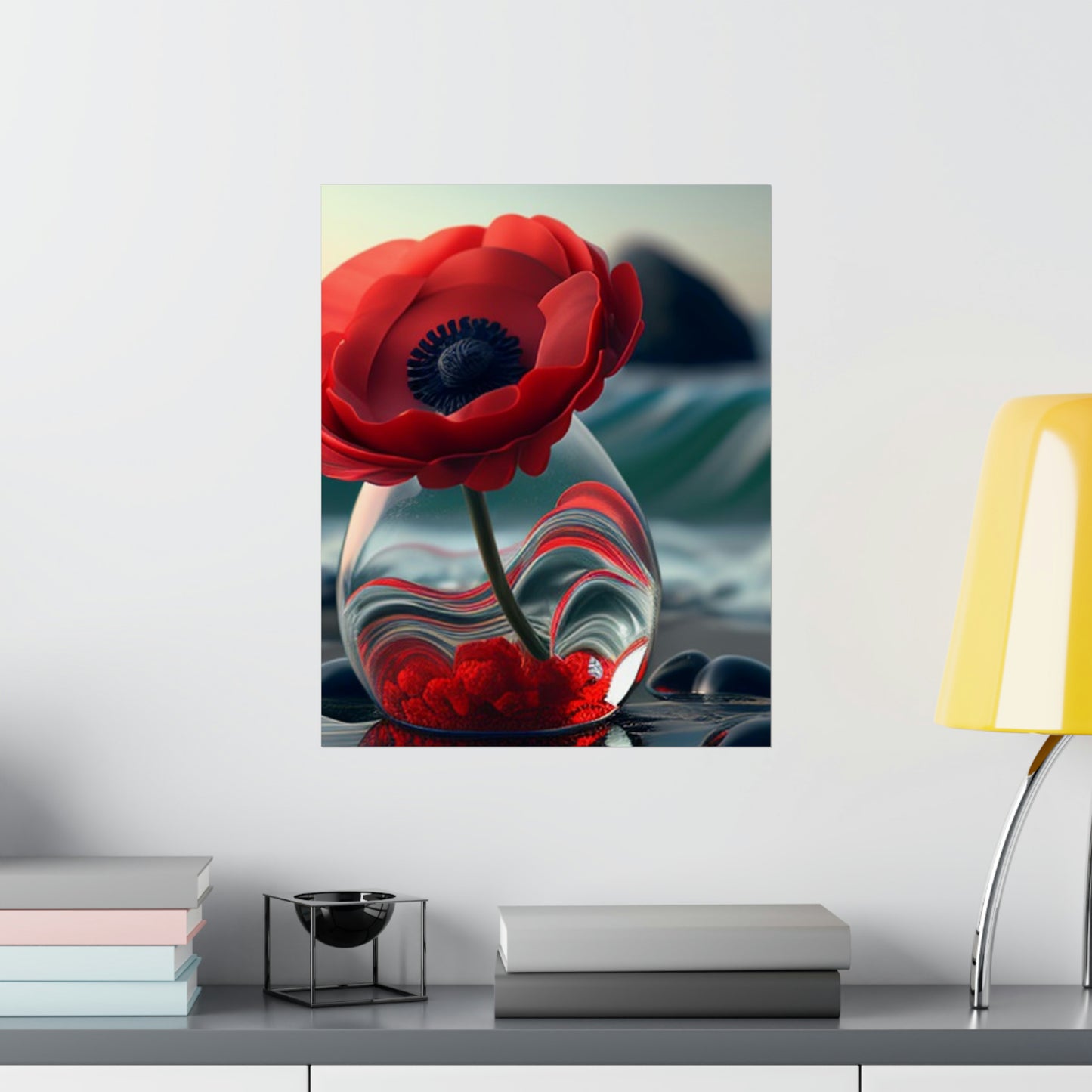 Premium Matte Vertical Posters Red Anemone in a Vase 1