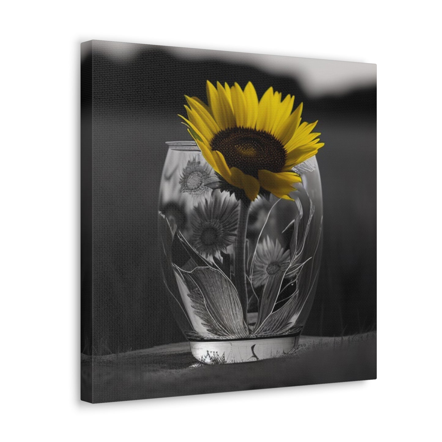 Canvas Gallery Wraps Yellw Sunflower in a vase 1