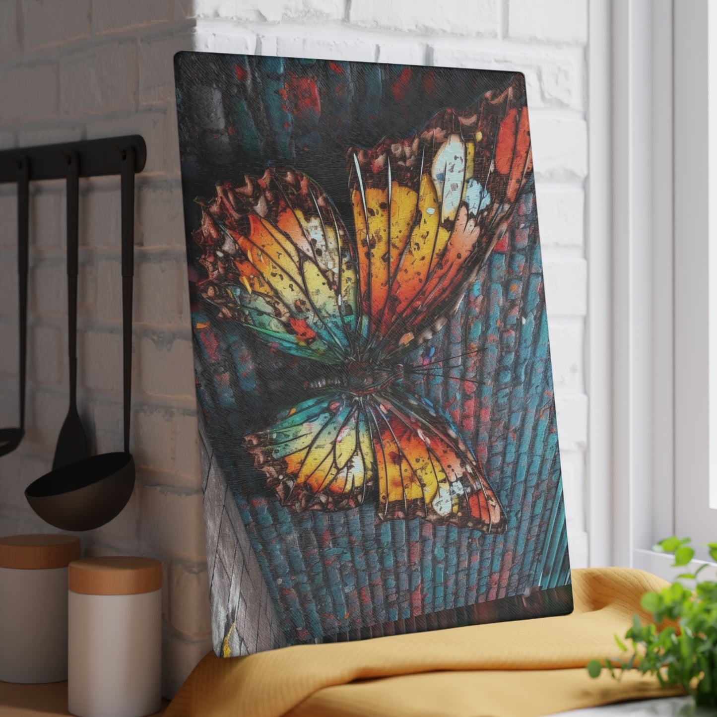 Glass Cutting Board Liquid Street Butterfly 2