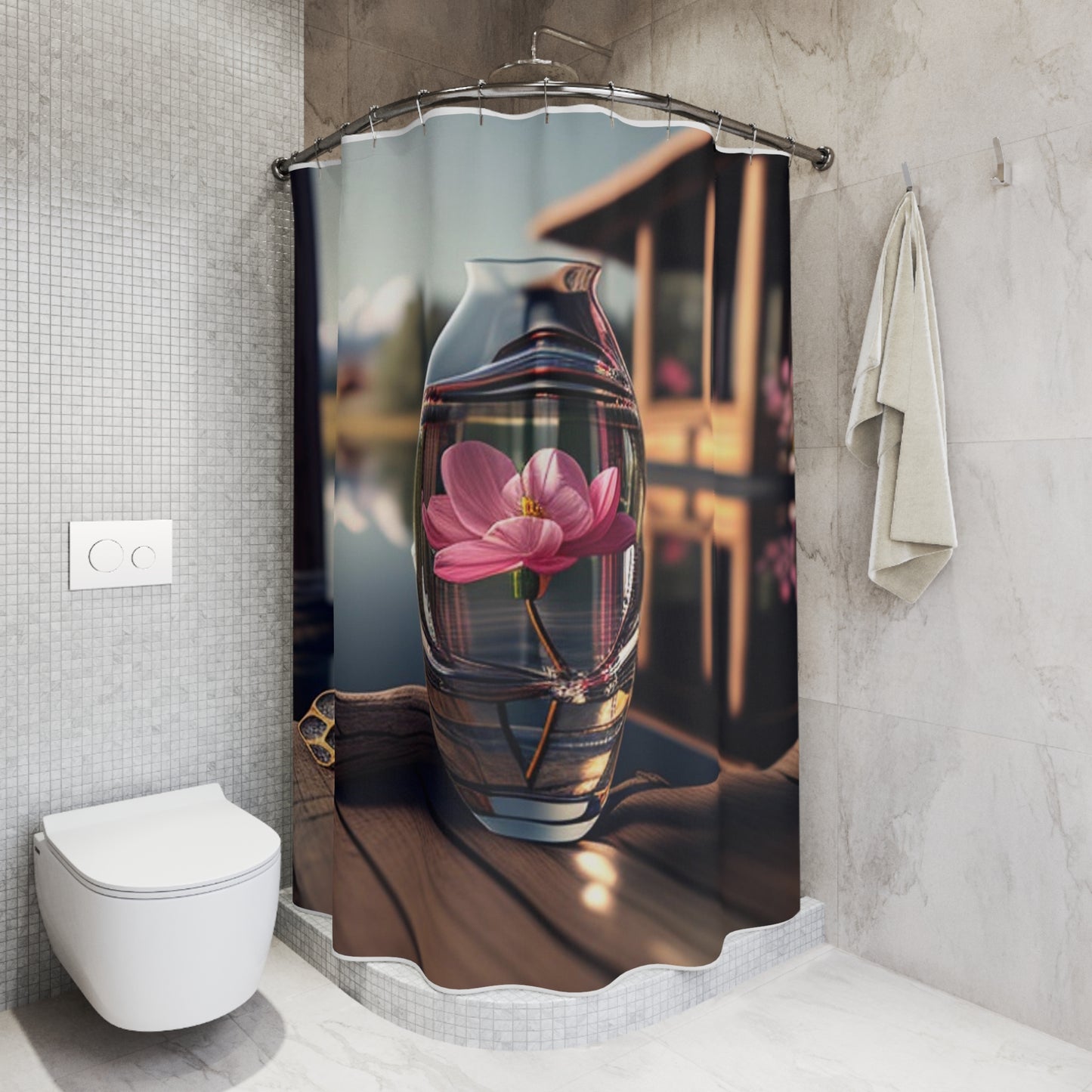 Polyester Shower Curtain Pink Magnolia 2