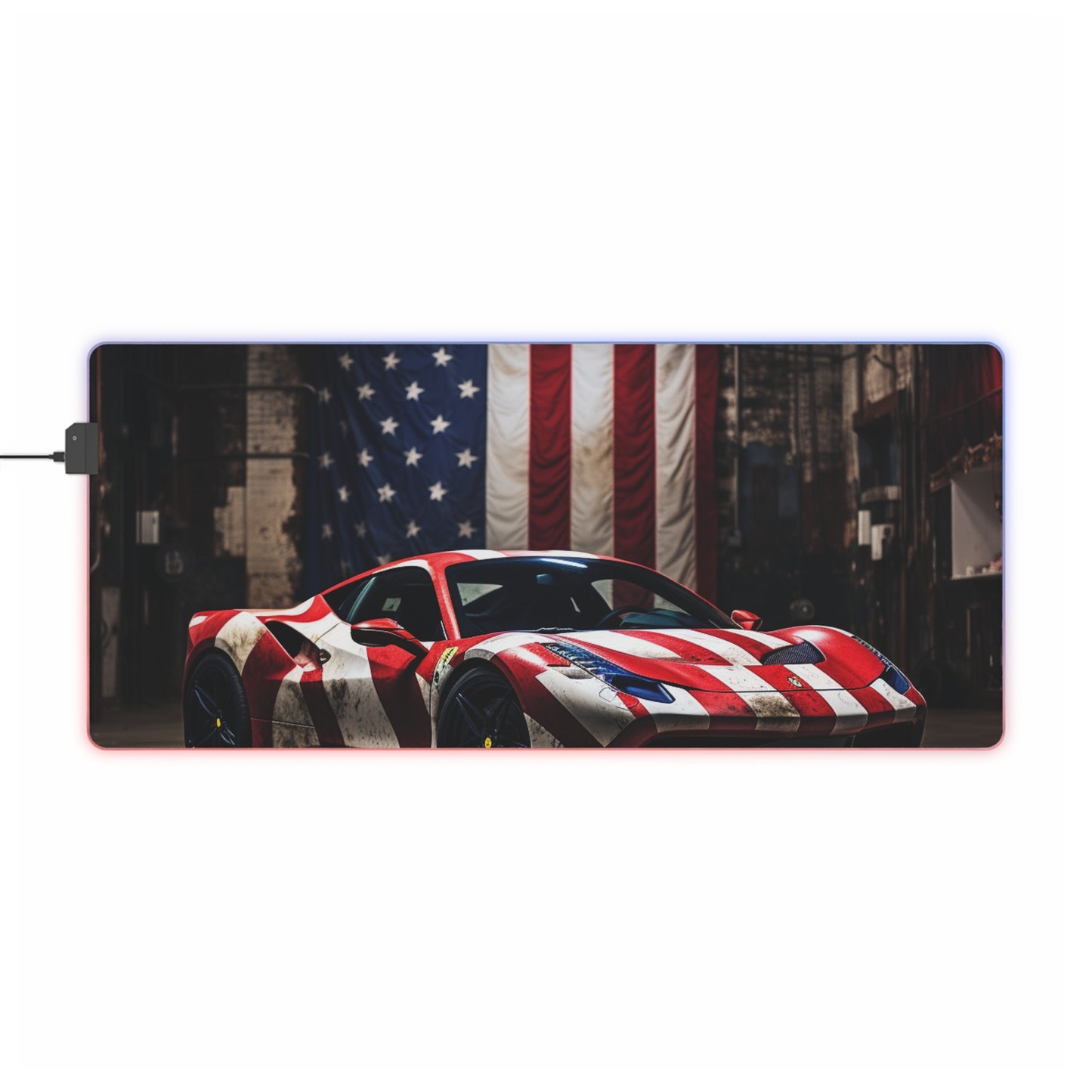 LED Gaming Mouse Pad American Flag Farrari 2