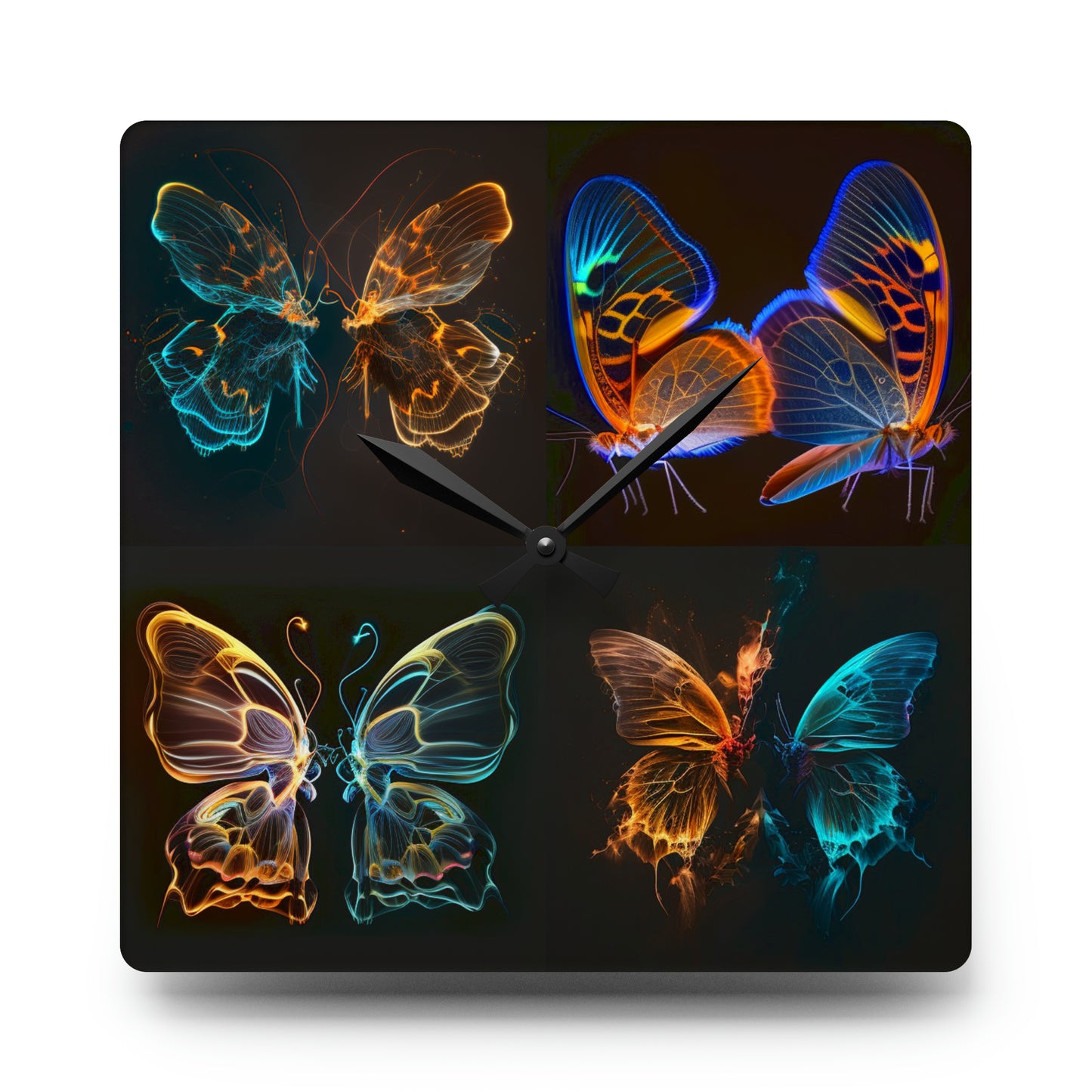 Acrylic Wall Clock Neon Glo Butterfly 5