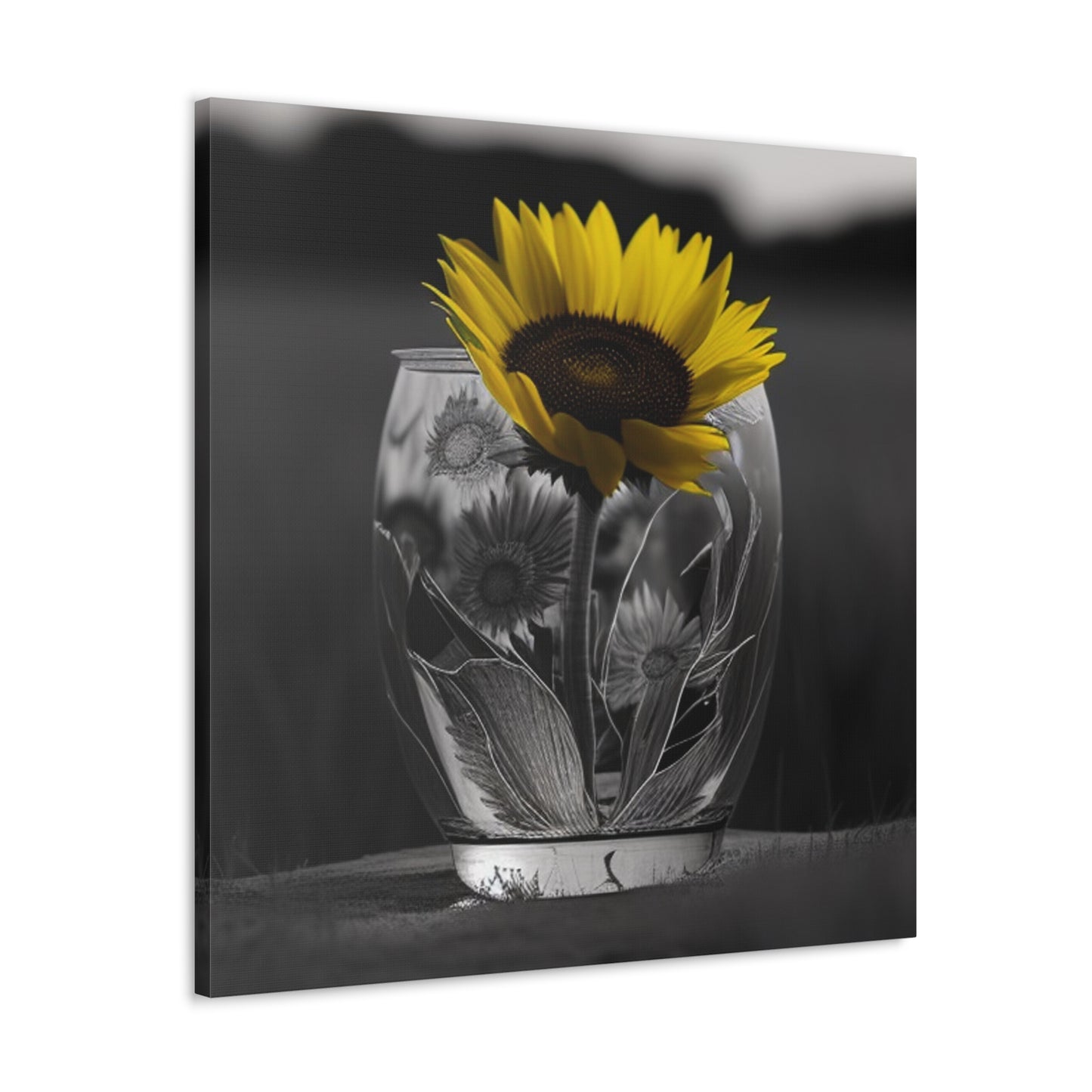 Canvas Gallery Wraps Yellw Sunflower in a vase 1