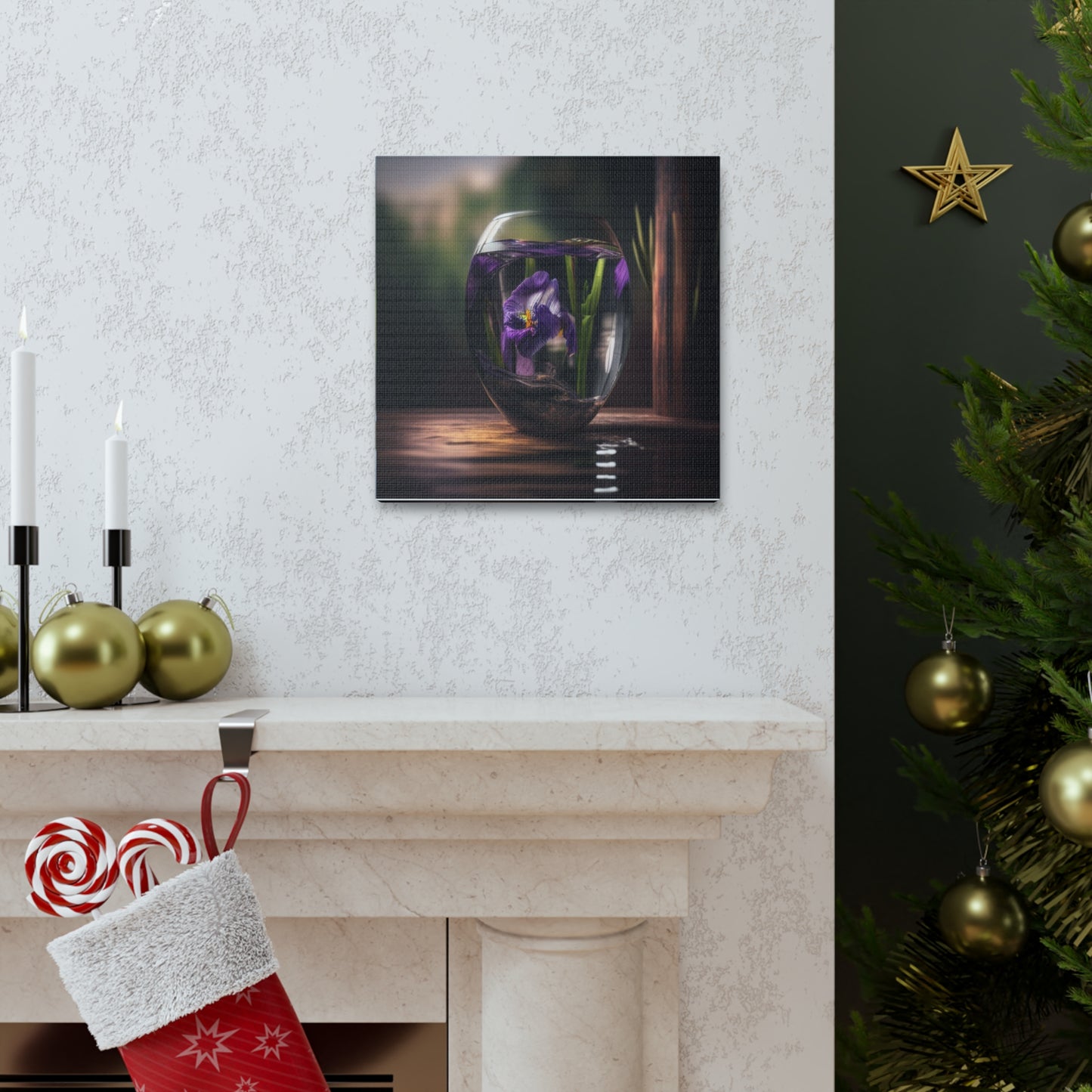 Canvas Gallery Wraps Purple Iris in a vase 4