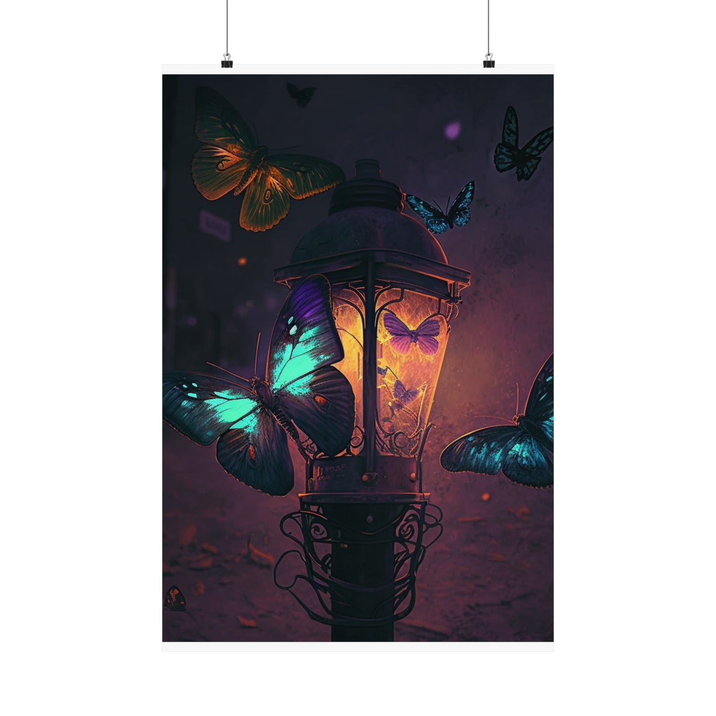 Premium Matte Vertical Posters Street Light Butterfly 4