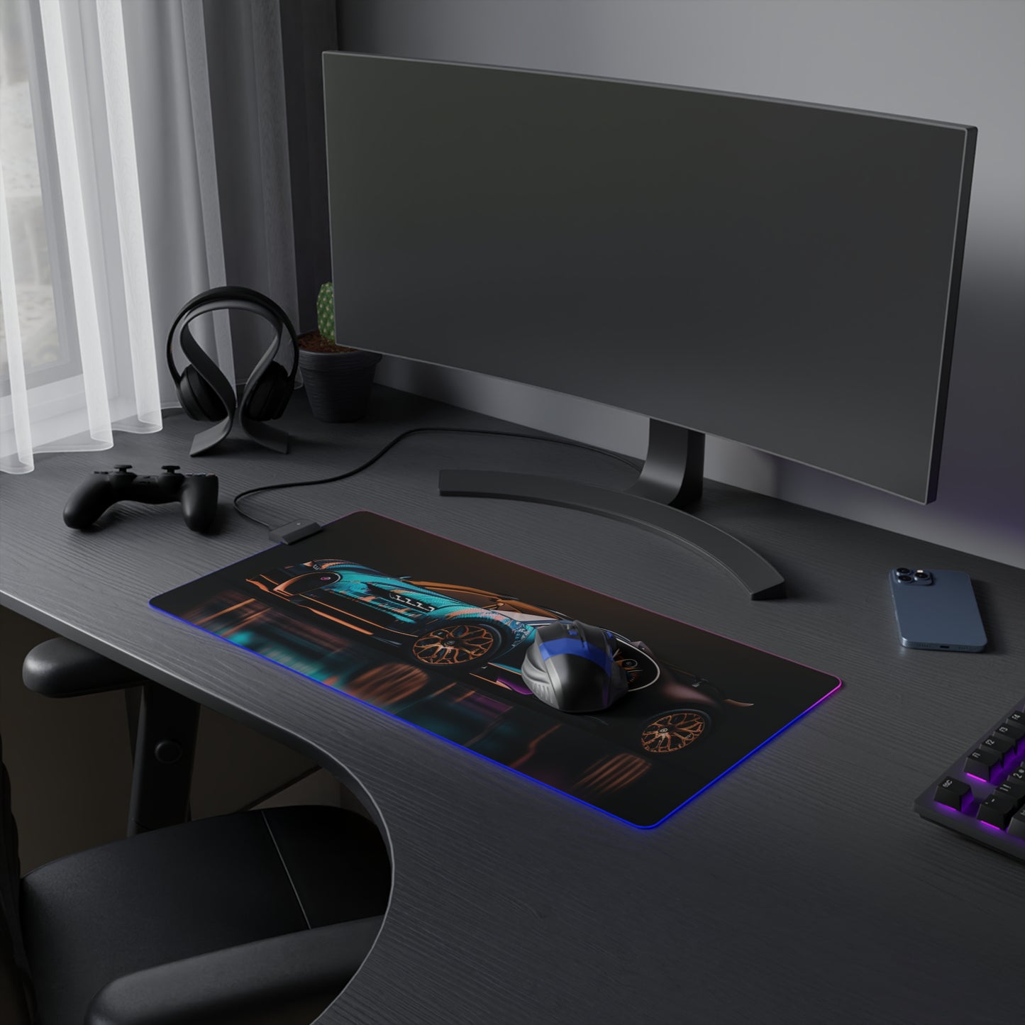 LED Gaming Mouse Pad Bugatti Blue 2