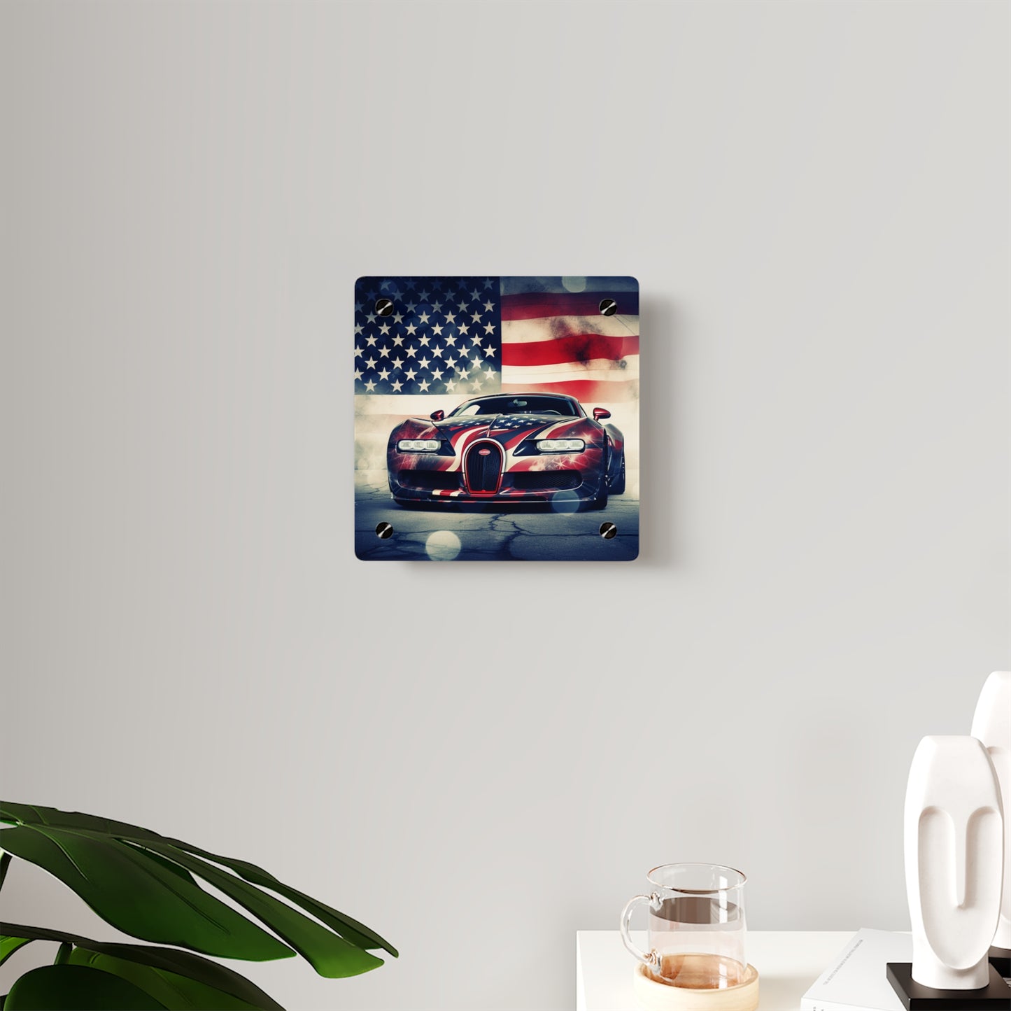 Acrylic Wall Art Panels Abstract American Flag Background Bugatti 1