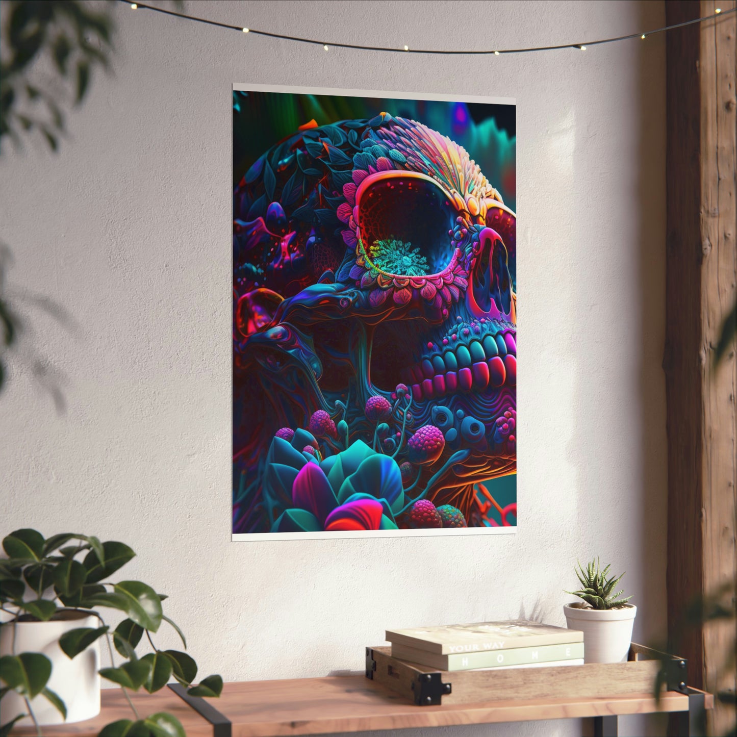 Premium Matte Vertical Posters Florescent Skull Death 3