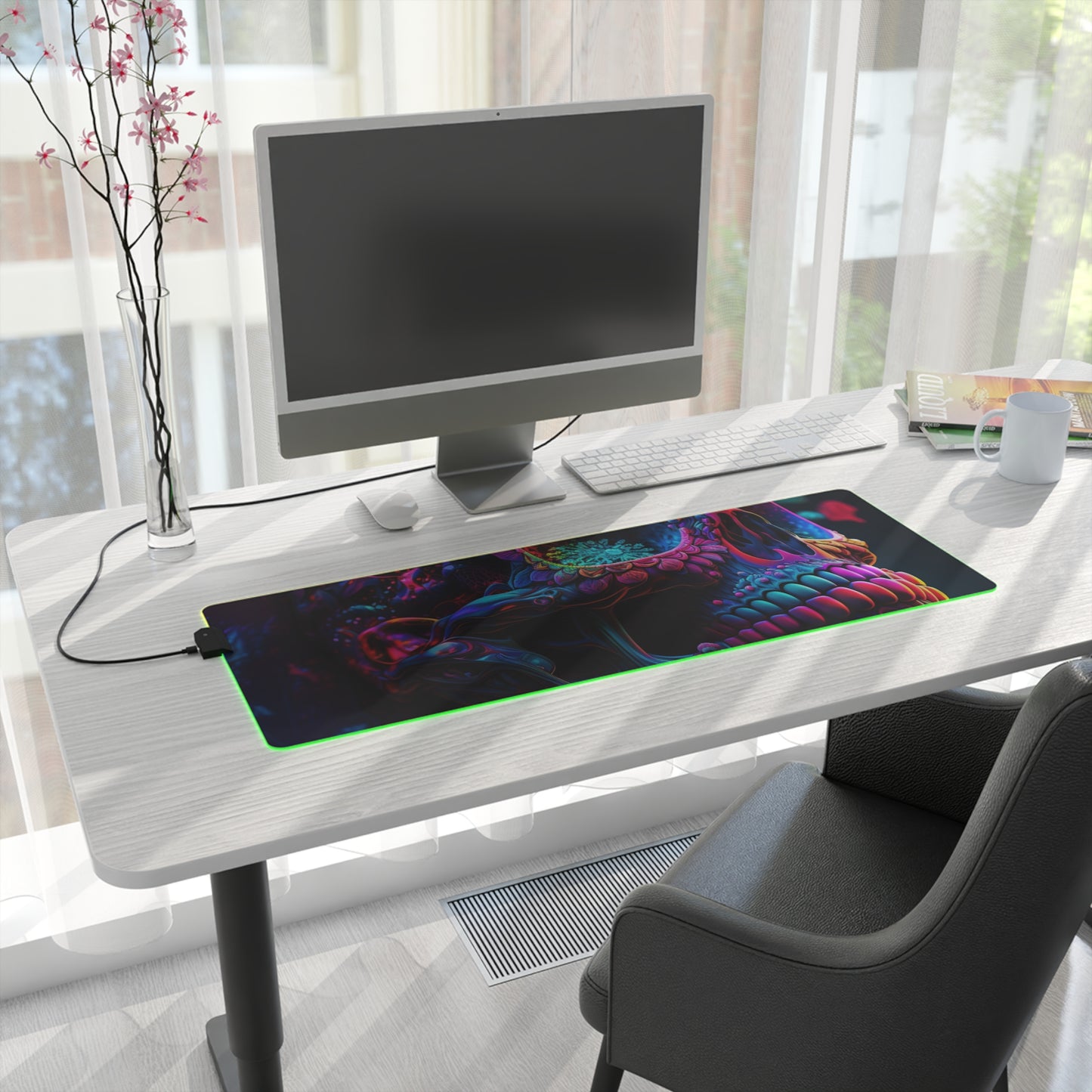 LED Gaming Mouse Pad Florescent Skull Death 3