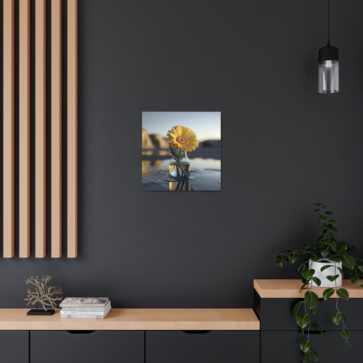 Canvas Gallery Wraps yello Gerbera glass 4