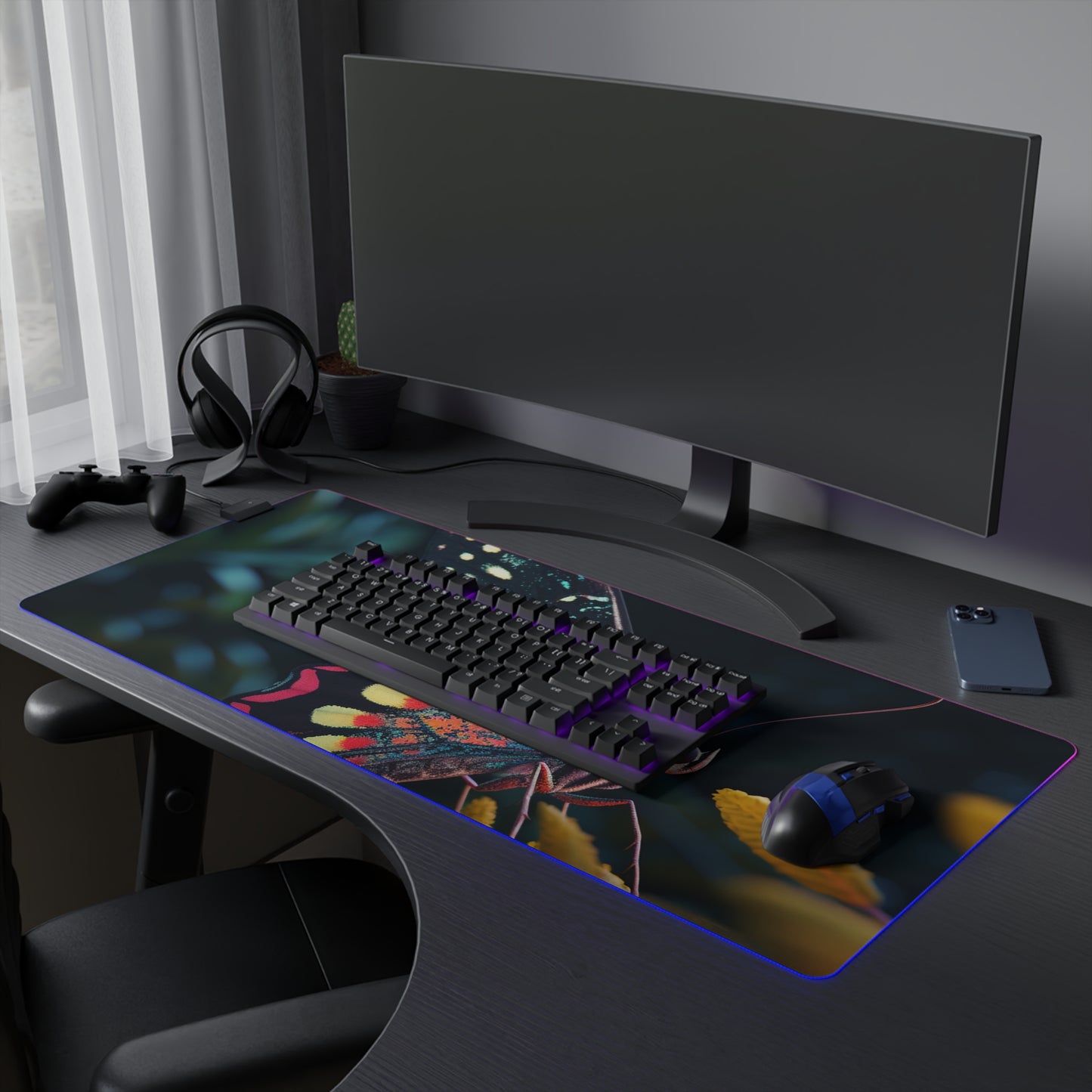 LED Gaming Mouse Pad Hyper Colorful Butterfly Macro 2