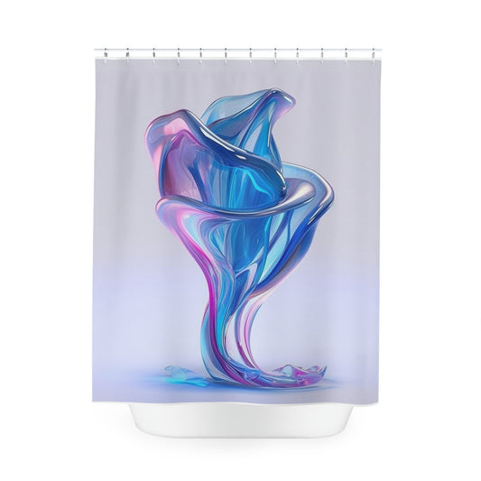 Polyester Shower Curtain Pink & Blue Tulip Rose 2
