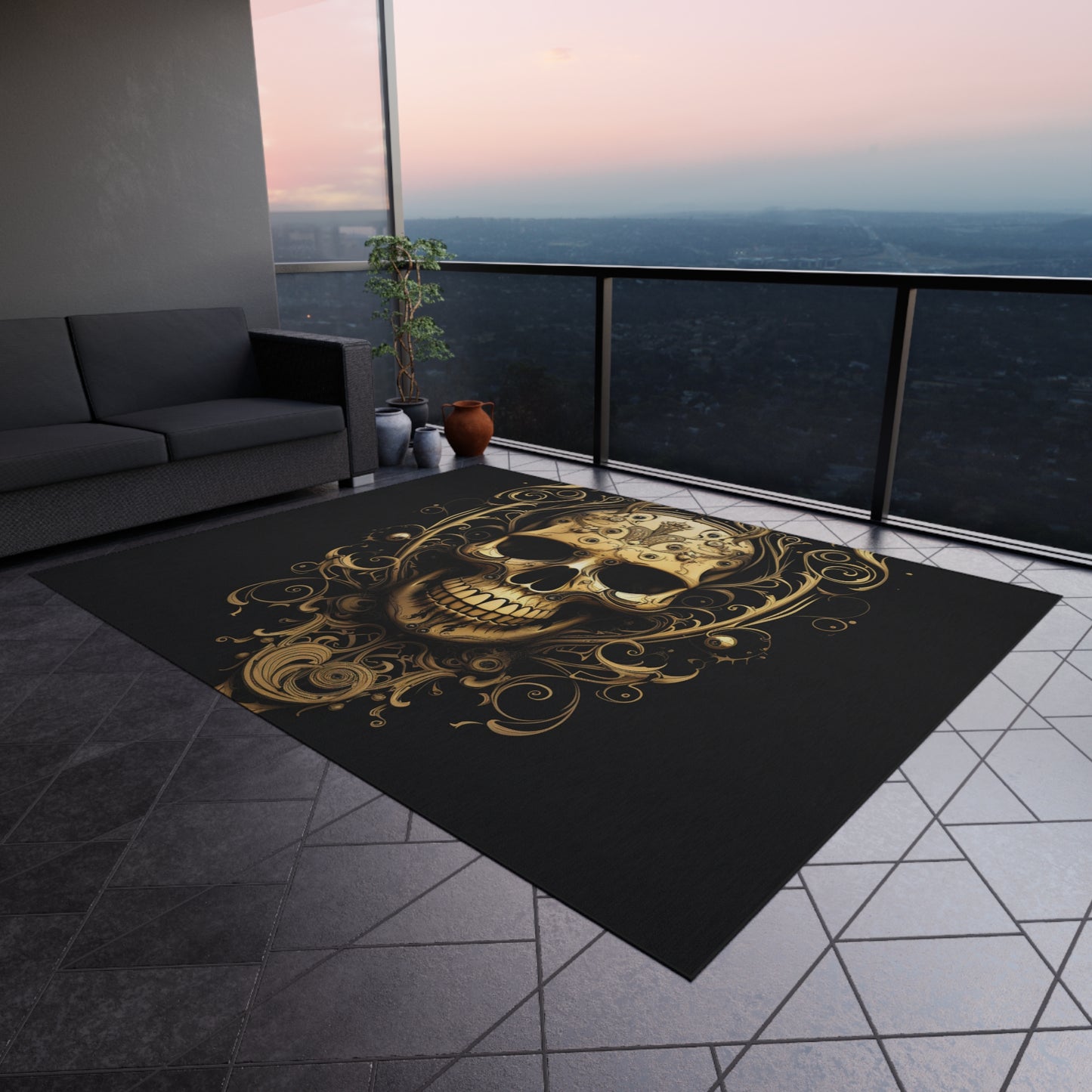 Outdoor Rug  Skull Treble Clef 3