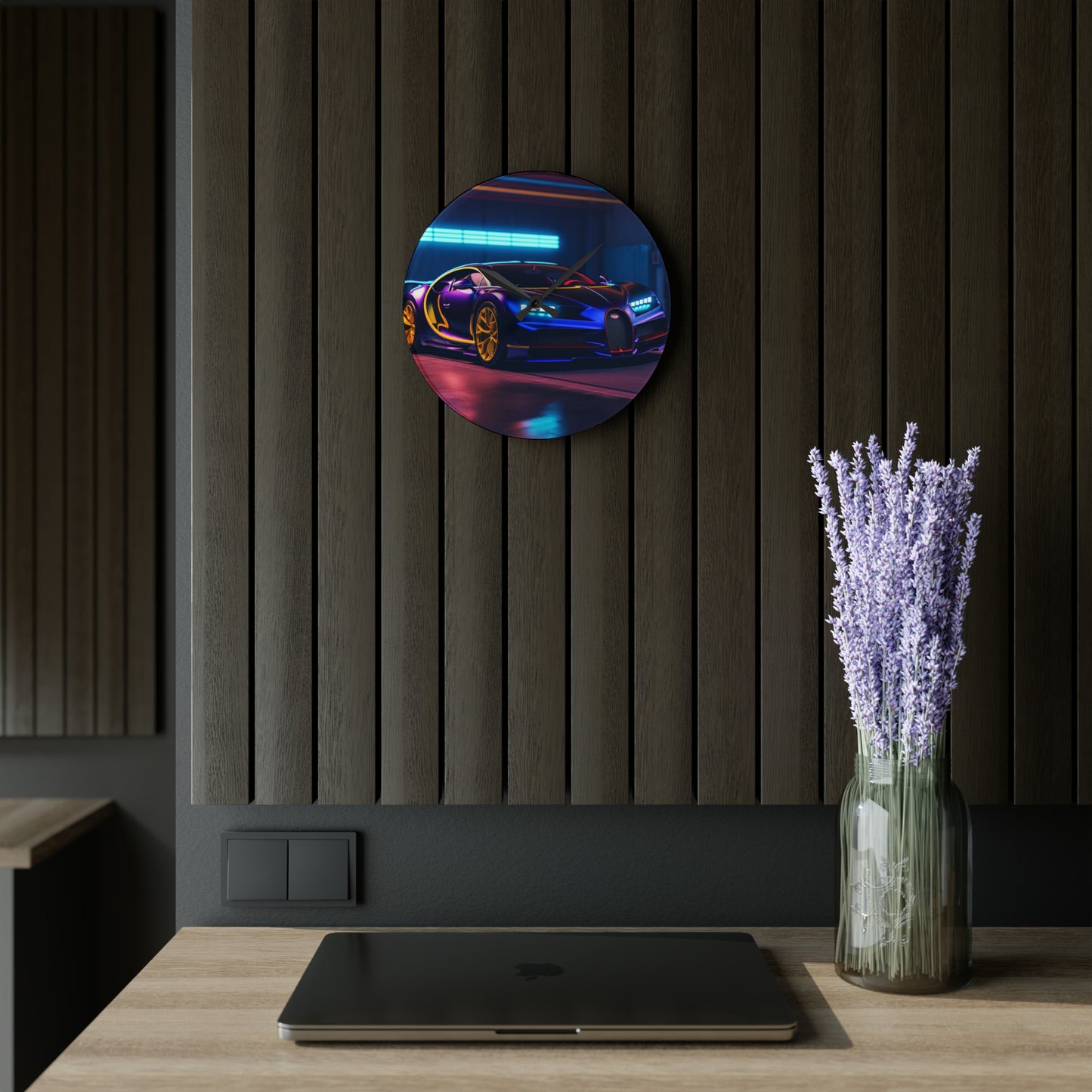 Acrylic Wall Clock Hyper Bugatti Neon Chiron 4
