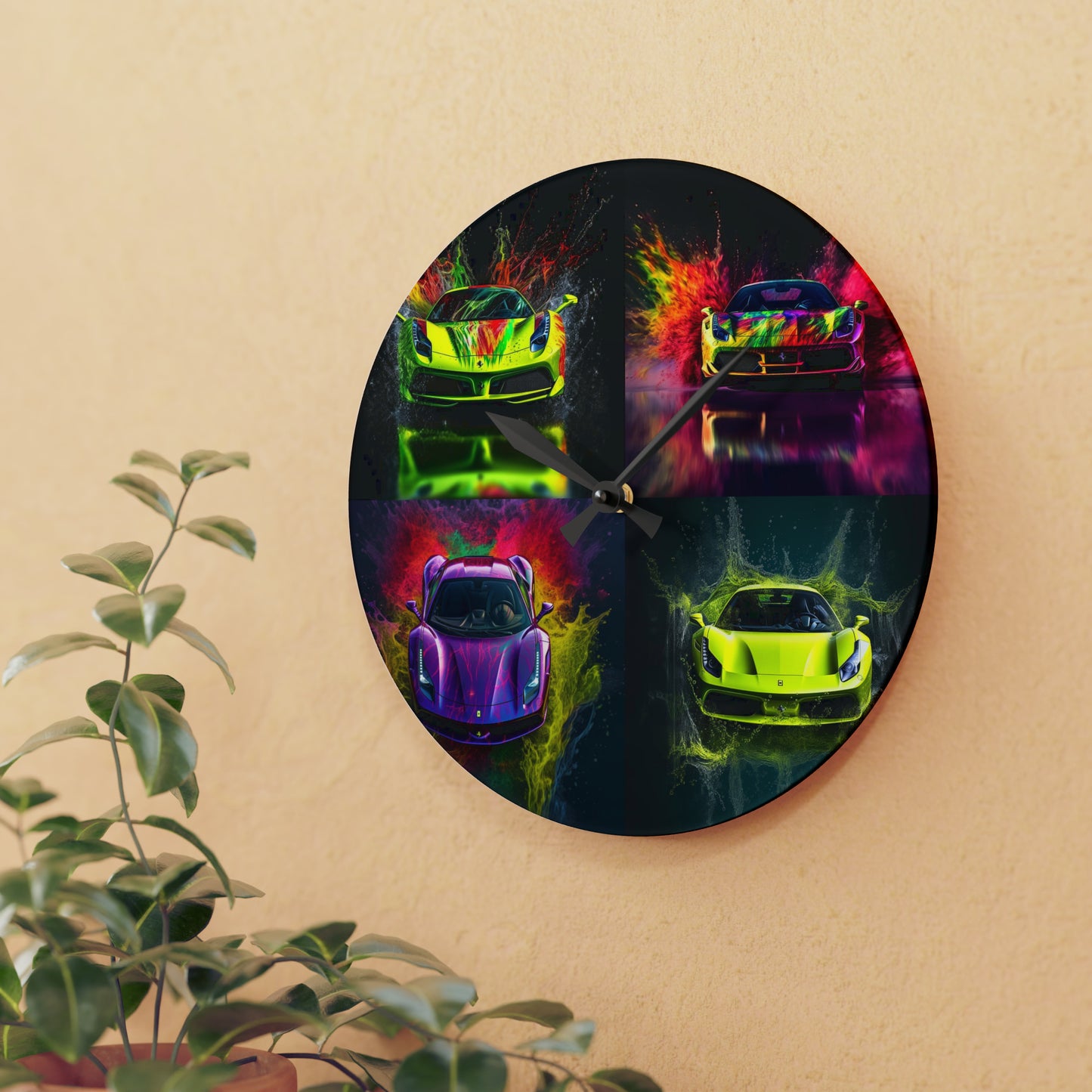 Acrylic Wall Clock Farrari Water 5