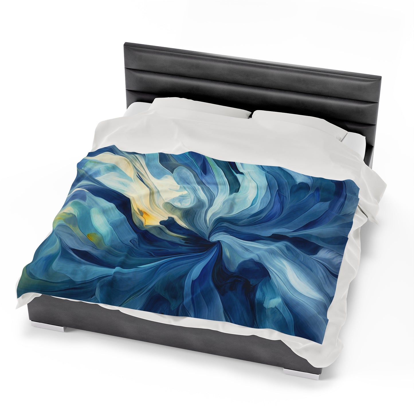 Velveteen Plush Blanket Blue Tluip Abstract 4