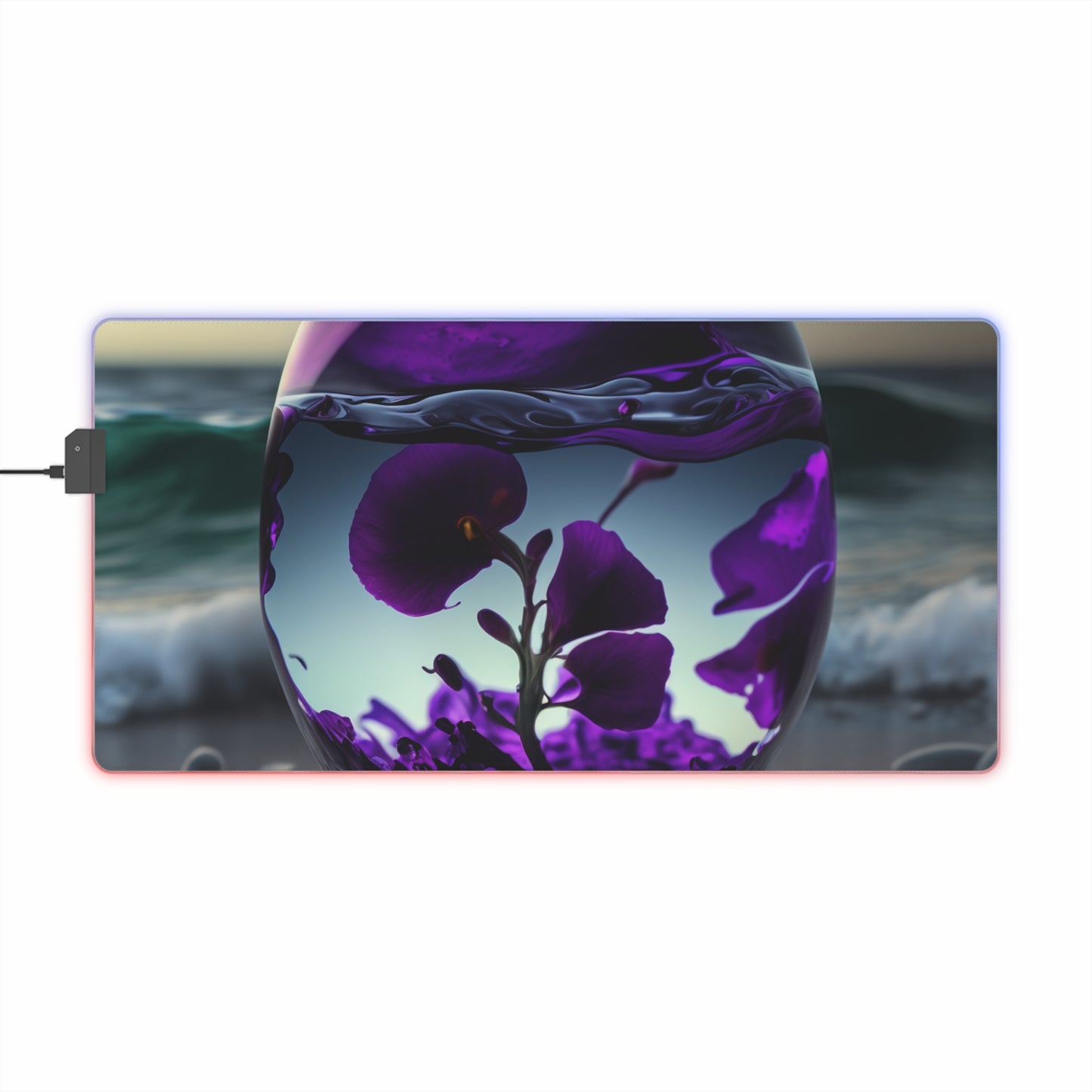 LED Gaming Mouse Pad Purple Sweet pea in a vase 4